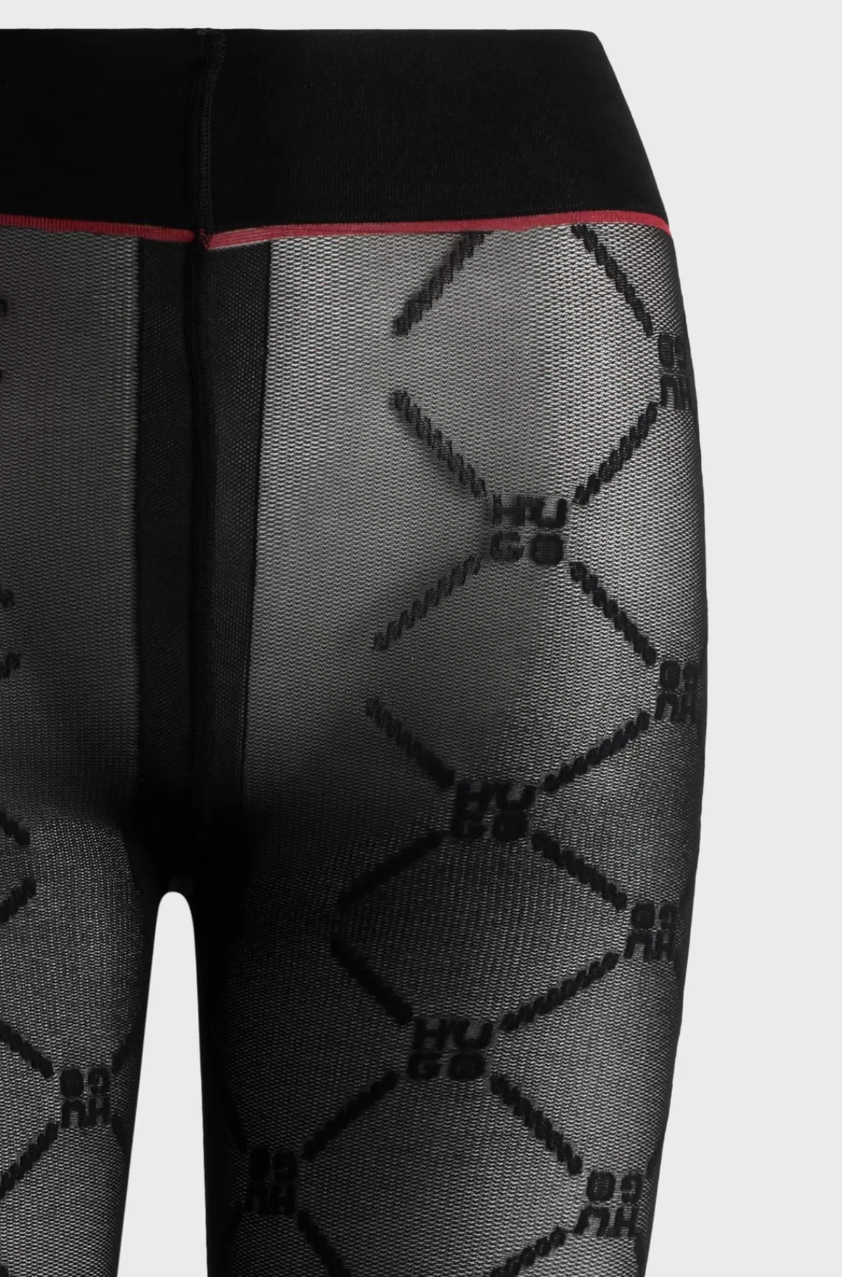 HUGO BOSS 20 Denier Strømpebukser Med Kæde- Og Logomønster Sort Shop