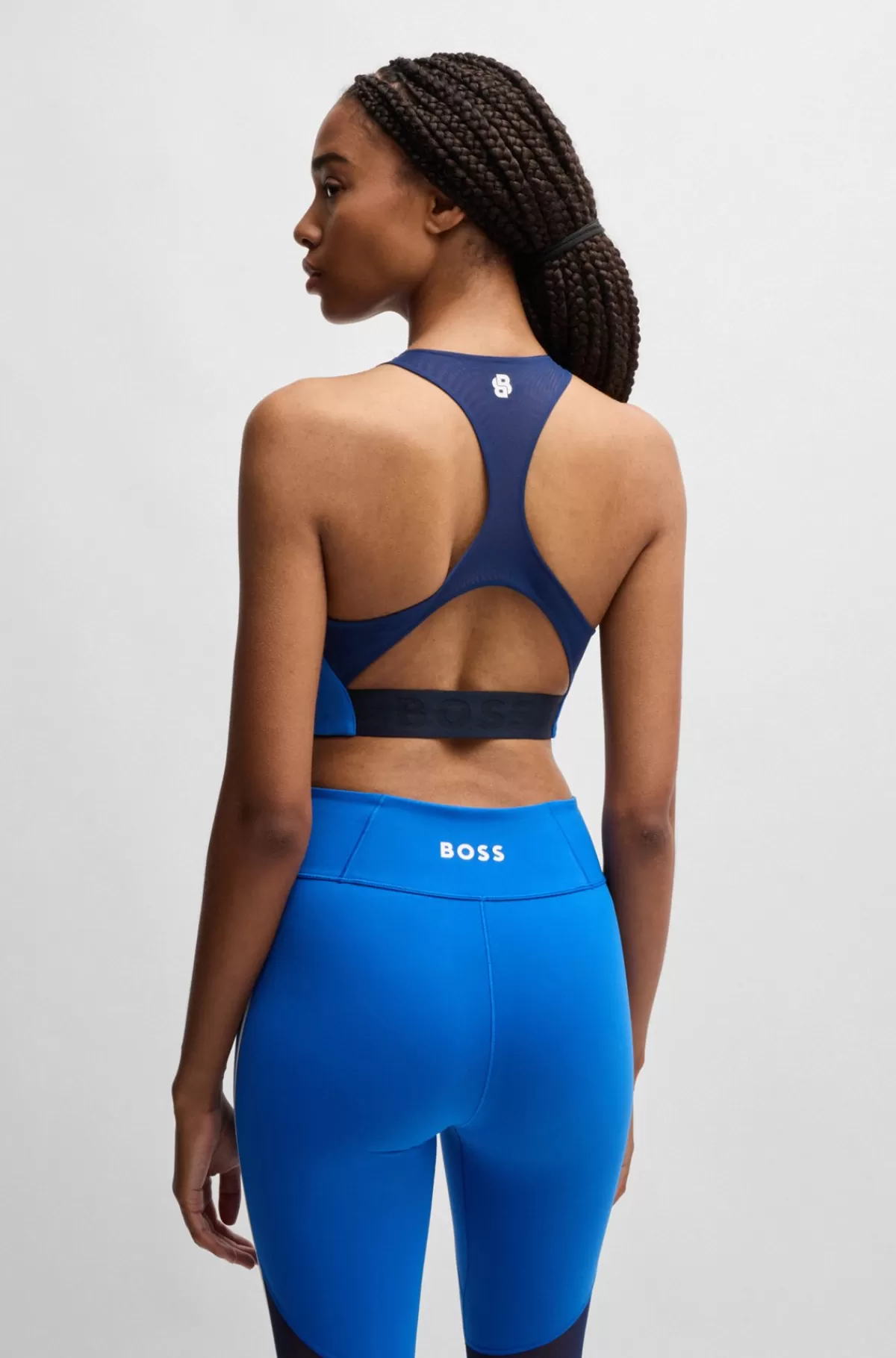HUGO BOSS Afkortet Top I Jersey Med Stræk Og Meshdetaljer Blå Discount