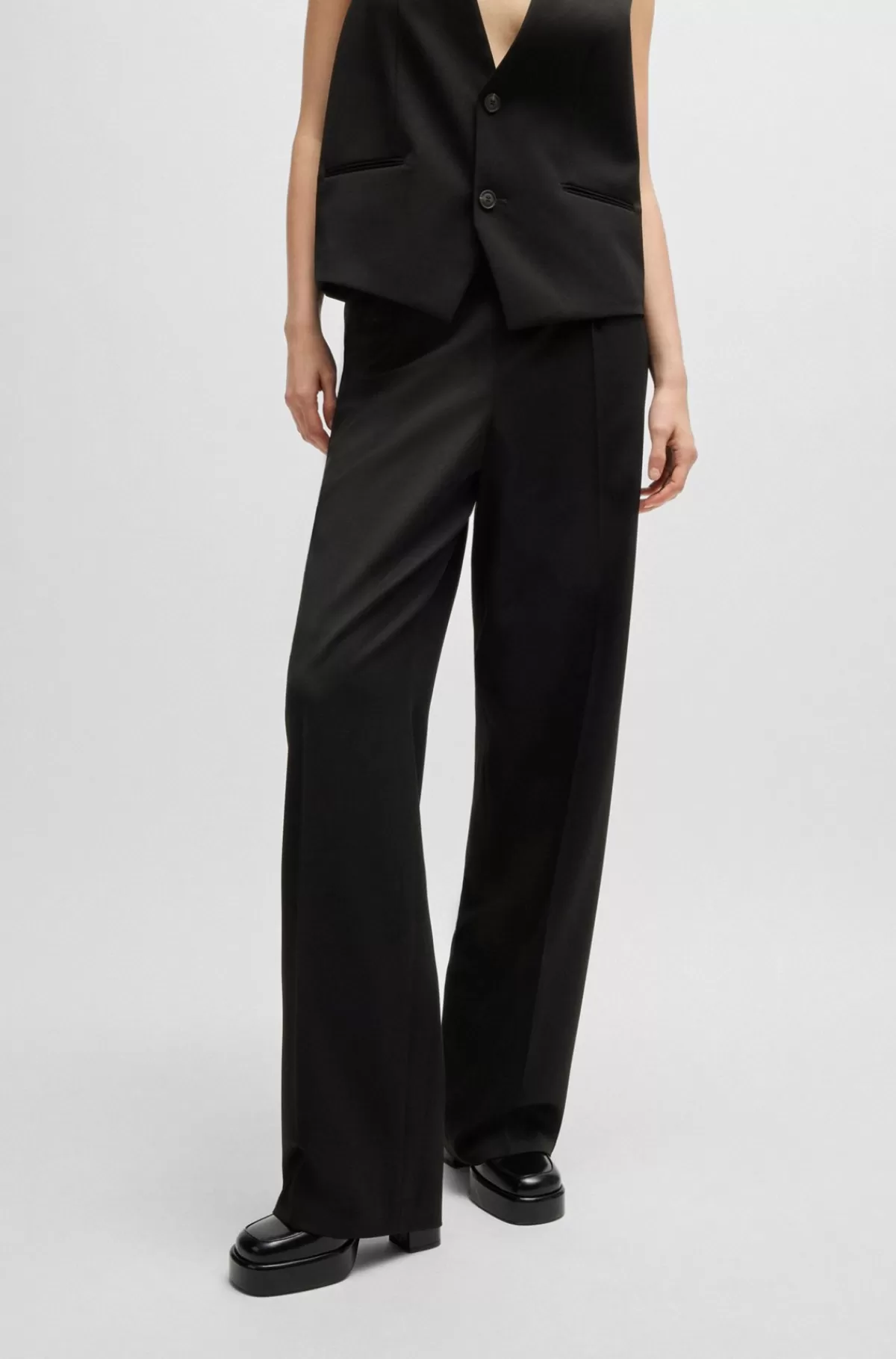 HUGO BOSS All-gender Bukser Med Relaxed Fit Og Elastisk Linning Sort Discount