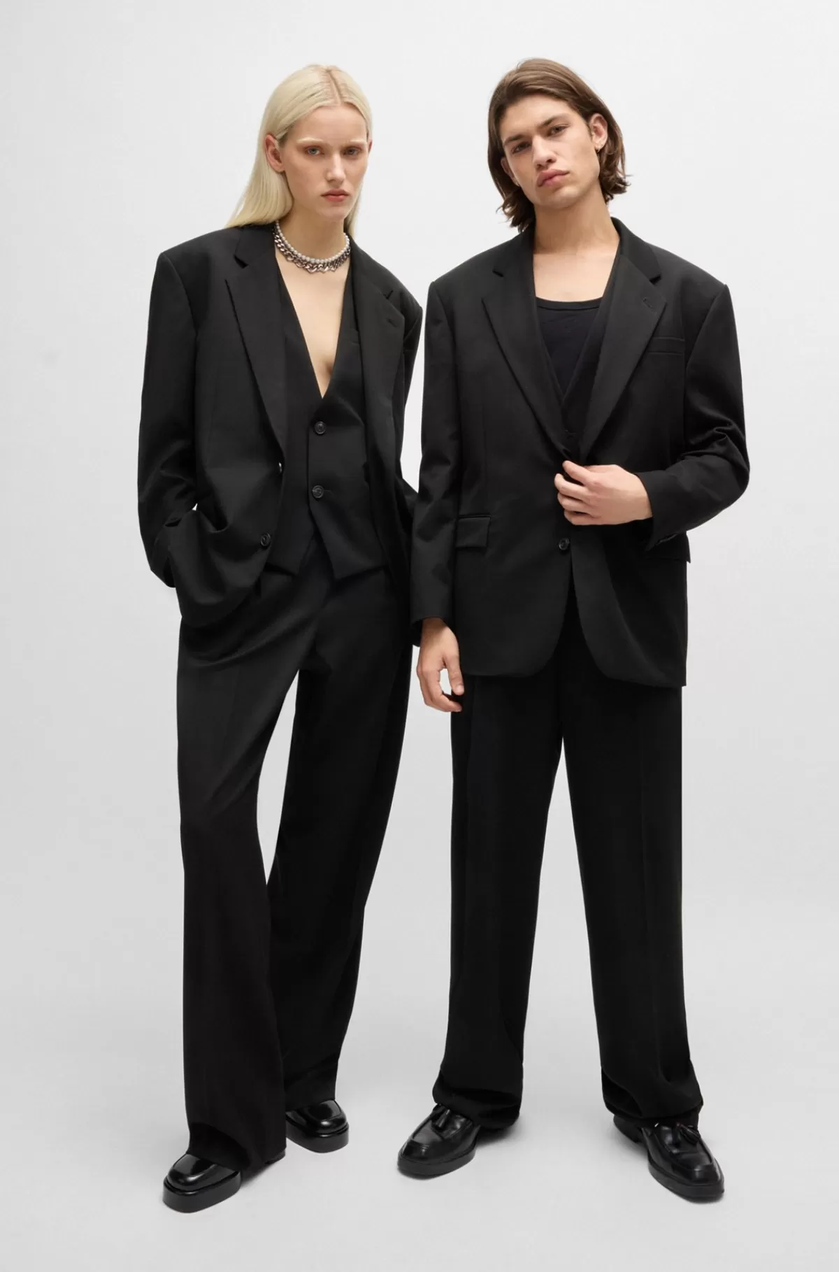 HUGO BOSS All-gender Jakke Med Moderne Fit I Stof Med Stræk Sort New
