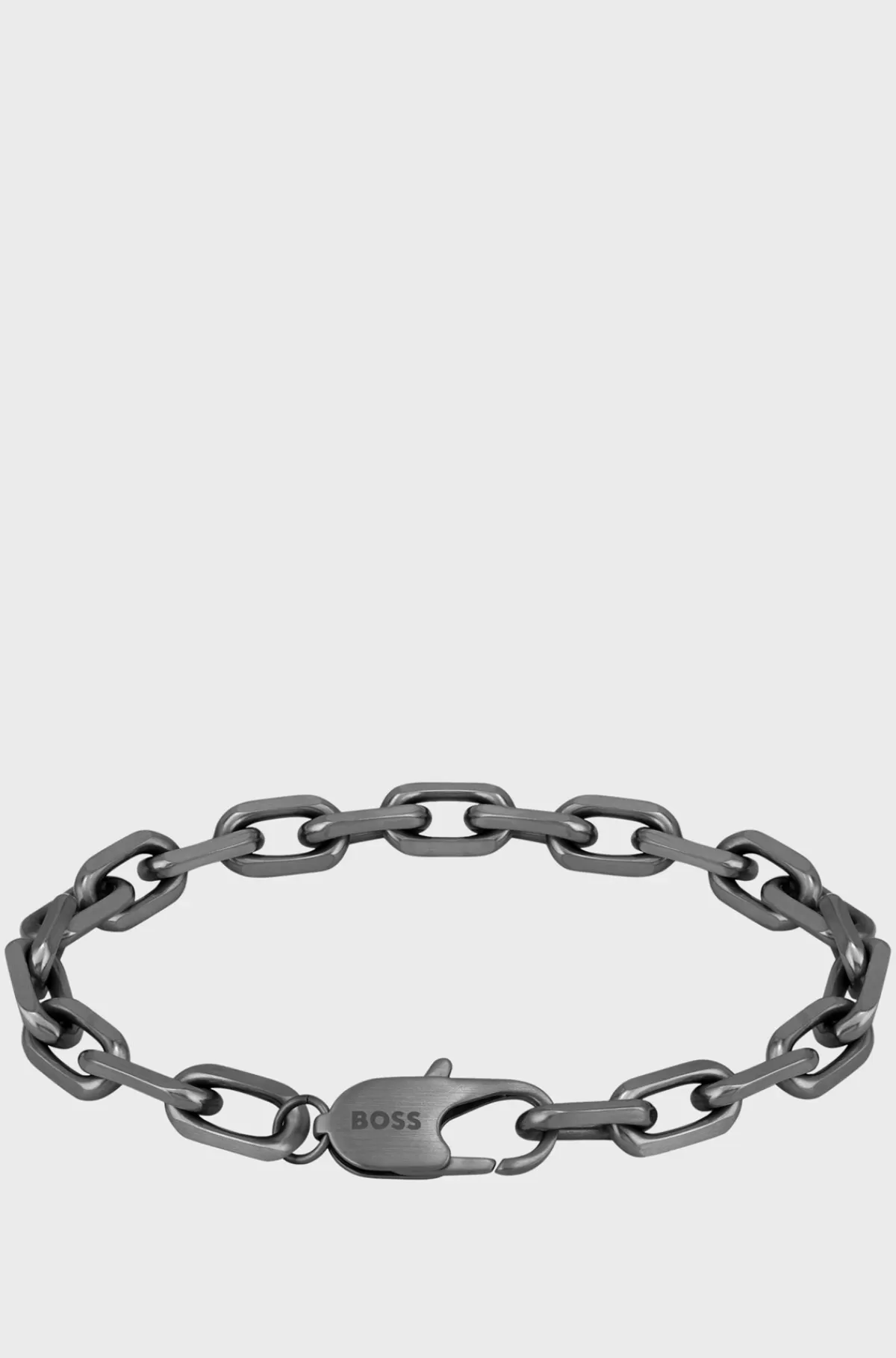 HUGO BOSS Armbånd Af Gråbelagt Stål Med Brandet Spænde Sølv Clearance