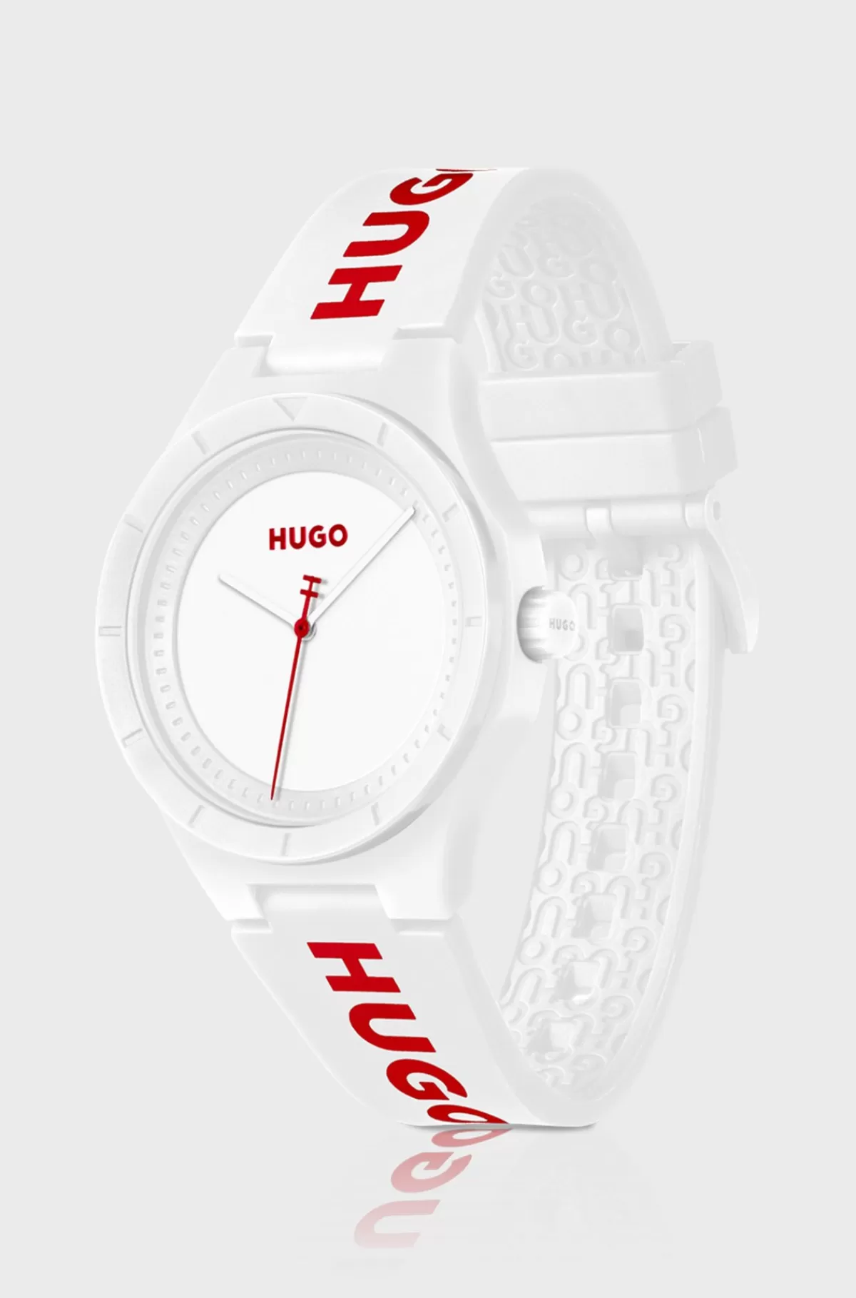HUGO BOSS Armbåndsur I Mat Med Brandet Silikonerem Hvid Best