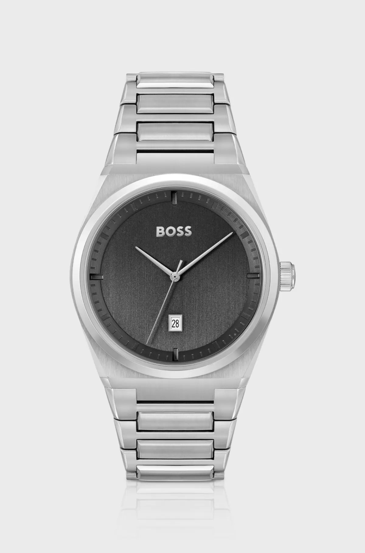 HUGO BOSS Armbåndsur Med Kæde Og Grå Skive Sølv Store