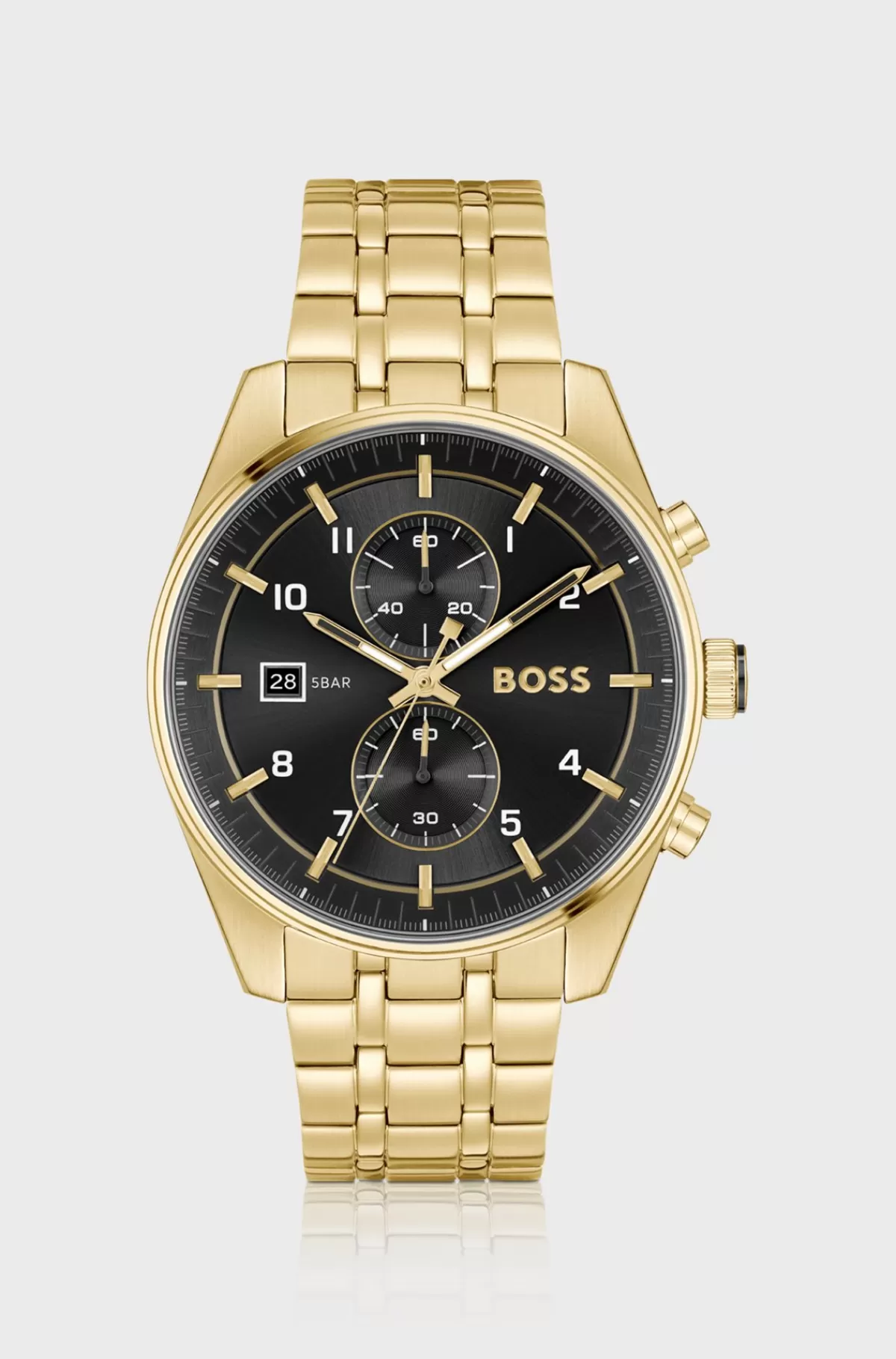 HUGO BOSS Armbåndsur Med Kæde Og Sort Skive Guld Best Sale