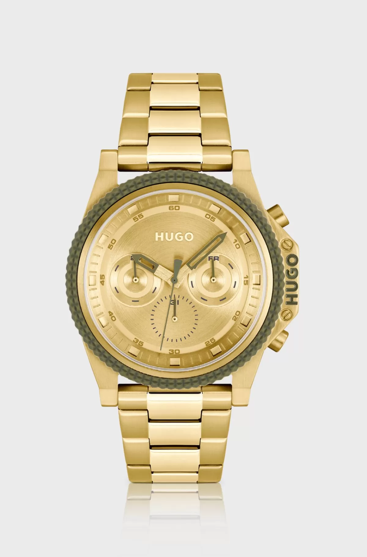 HUGO BOSS Armbåndsur Med Kæderem Og farvet Urskive Guld New