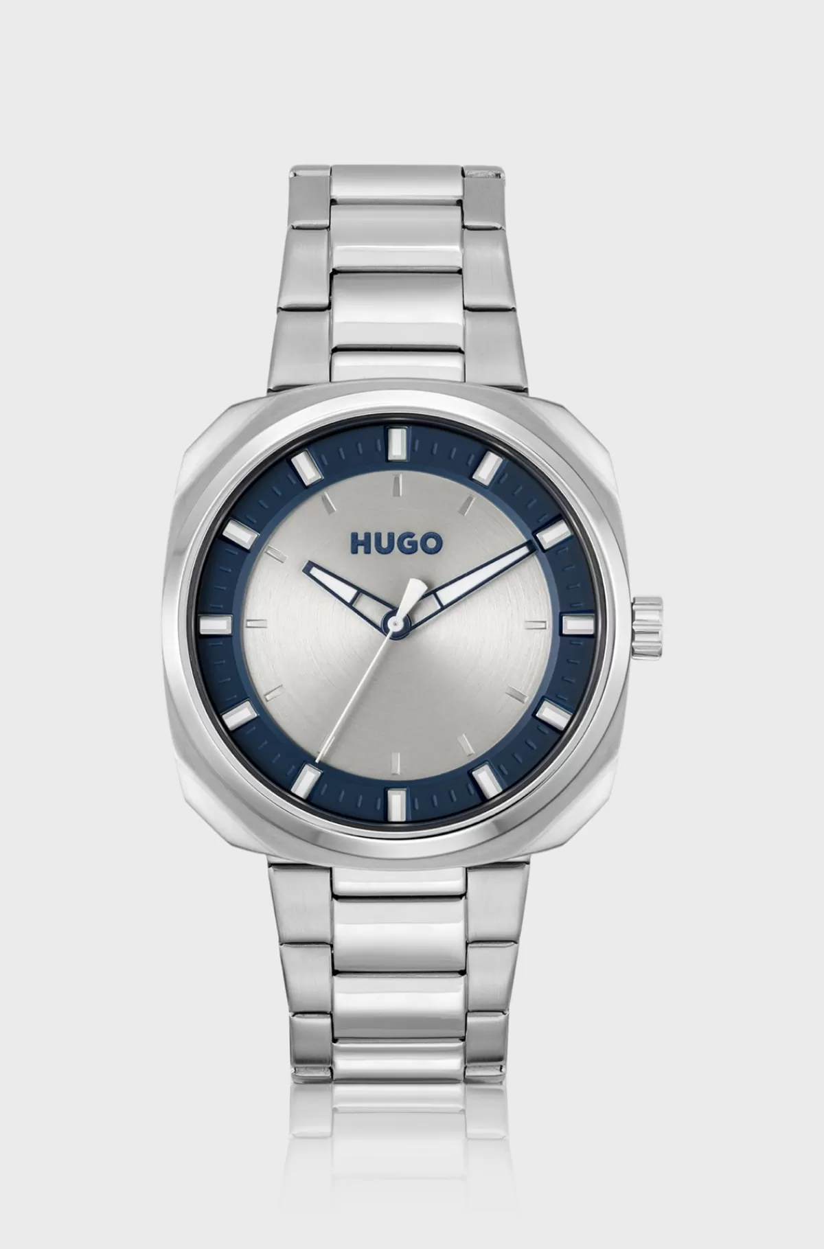 HUGO BOSS Armbåndsur Med Kæderem Og Tofarvet Urskive Sølv Shop