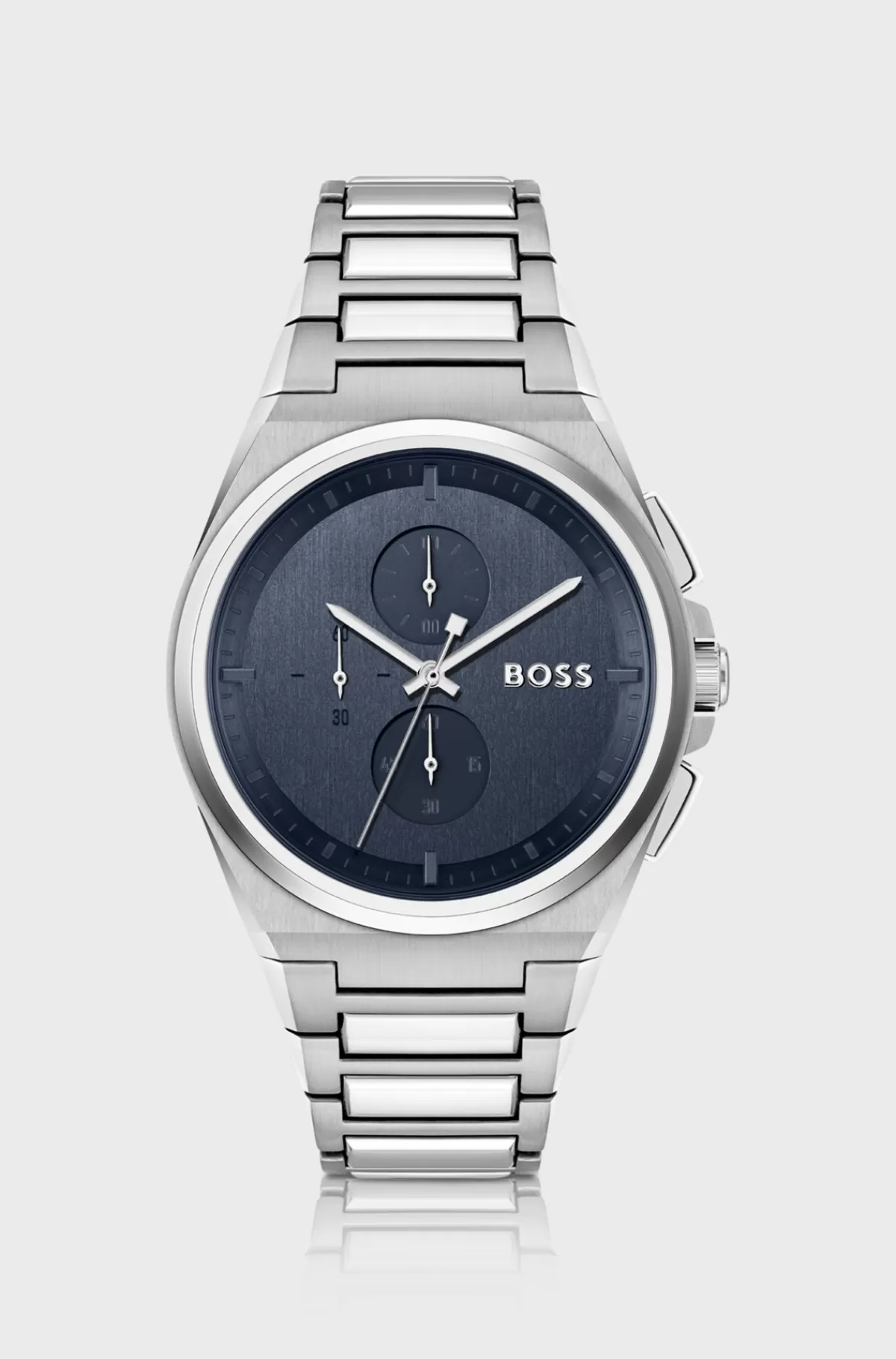HUGO BOSS Armbåndsur Med Leddelt Rem Og Blå Urskive Sølv Outlet