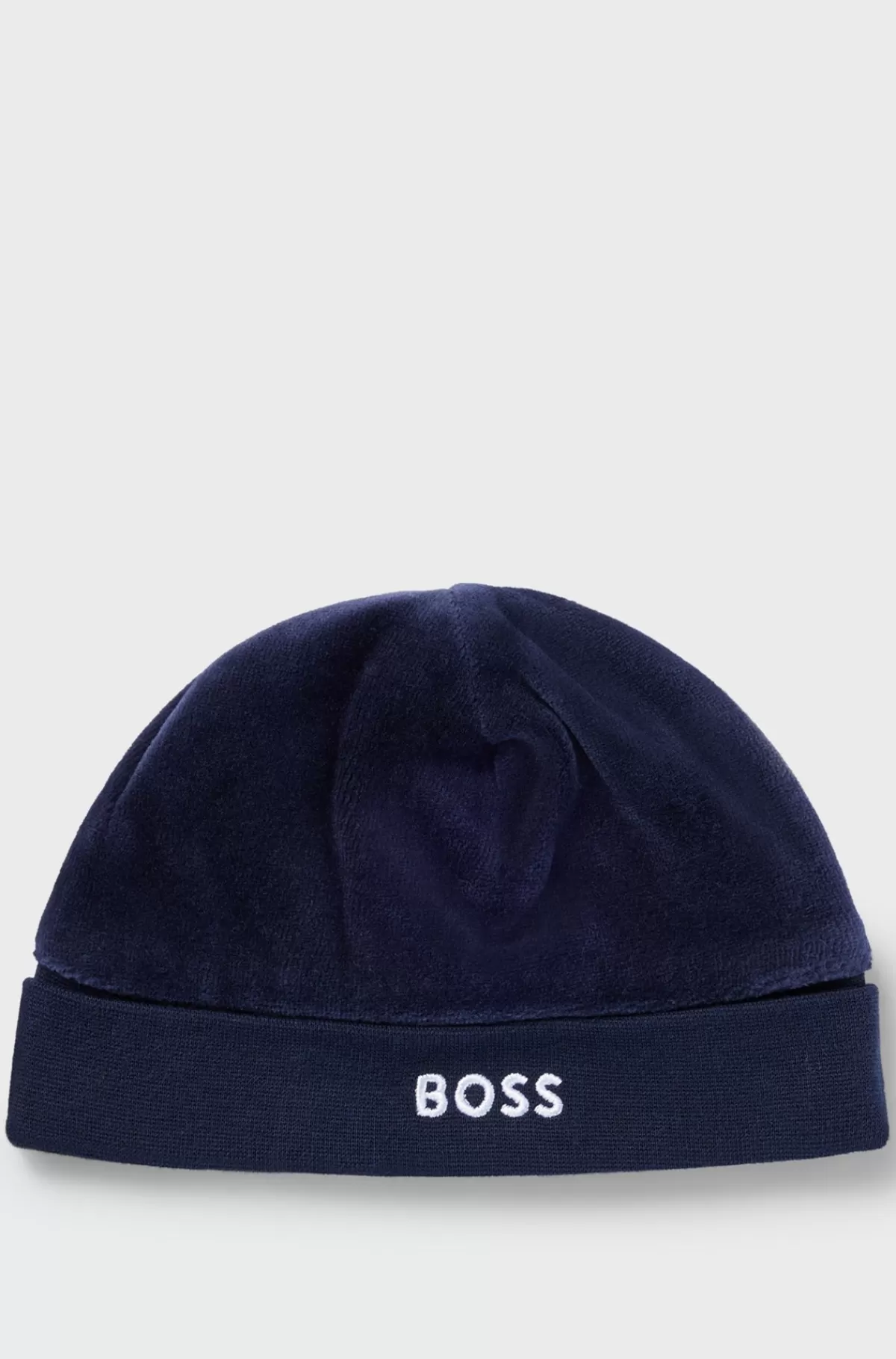 HUGO BOSS Babyhat I Fløjl Med Broderet Logo Mørkeblå Flash Sale