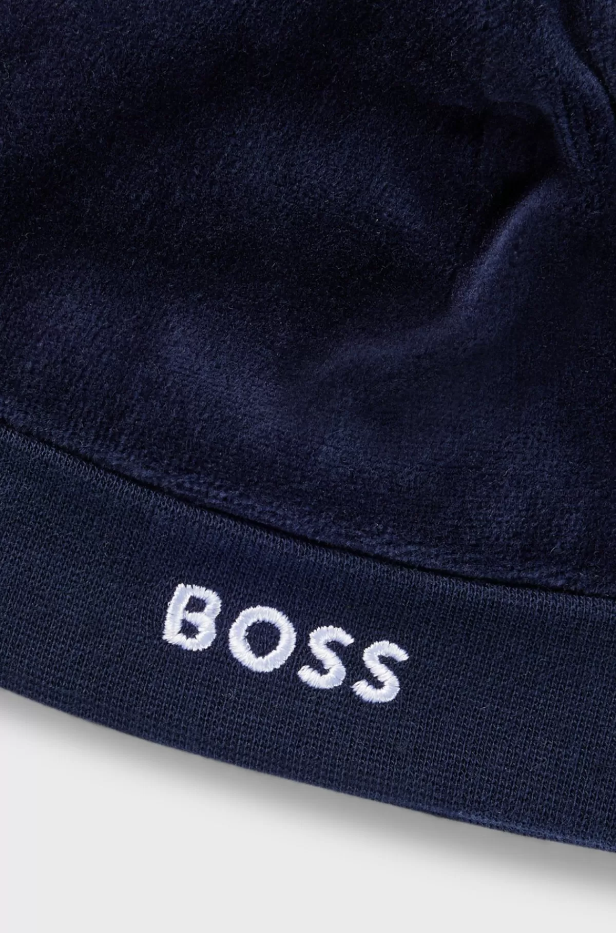 HUGO BOSS Babyhat I Fløjl Med Broderet Logo Mørkeblå Flash Sale