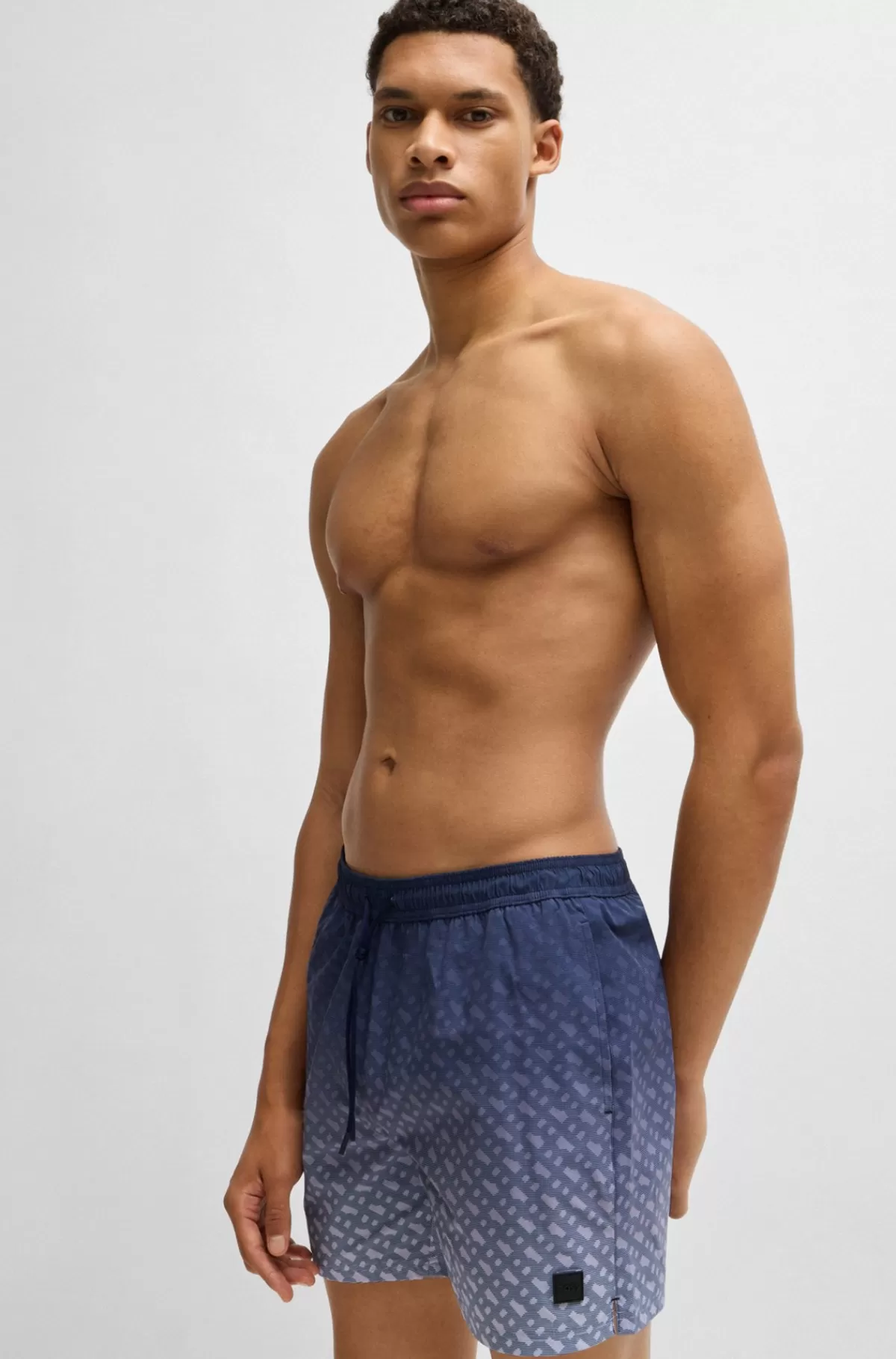 HUGO BOSS Badebukser Med Monogramprint, Et Slidt Look Og Logomærkat Blå Best