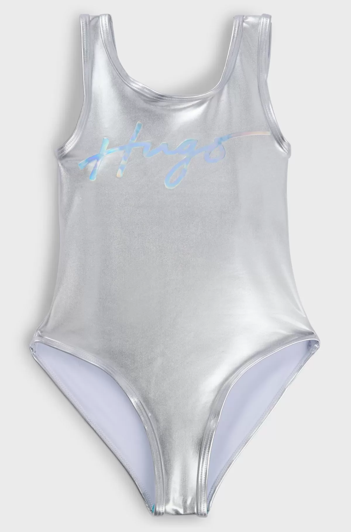 HUGO BOSS Badedragt Med Spejleffekt Og Metallisk Logo Til Børn Sølv Hot