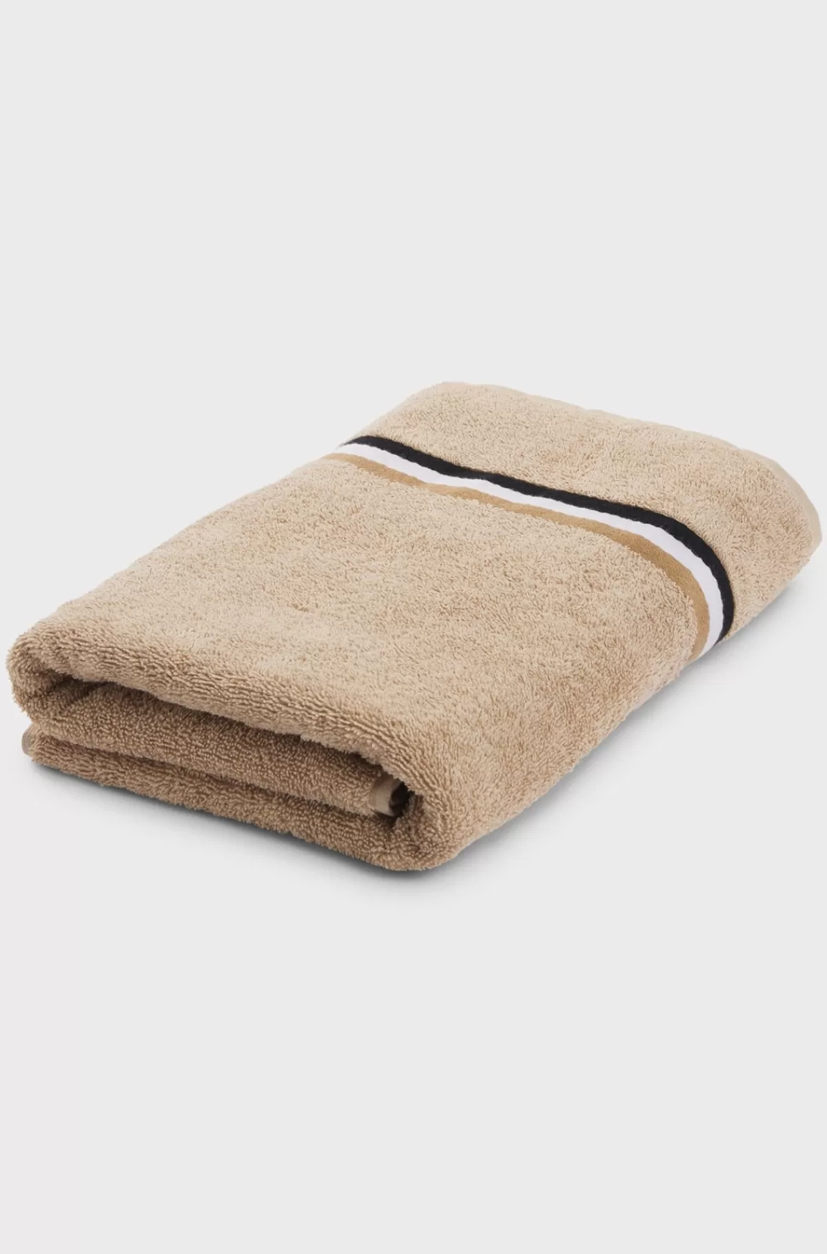 HUGO BOSS Badehåndklæder I Bomuld Med Signaturstribe Beige Discount