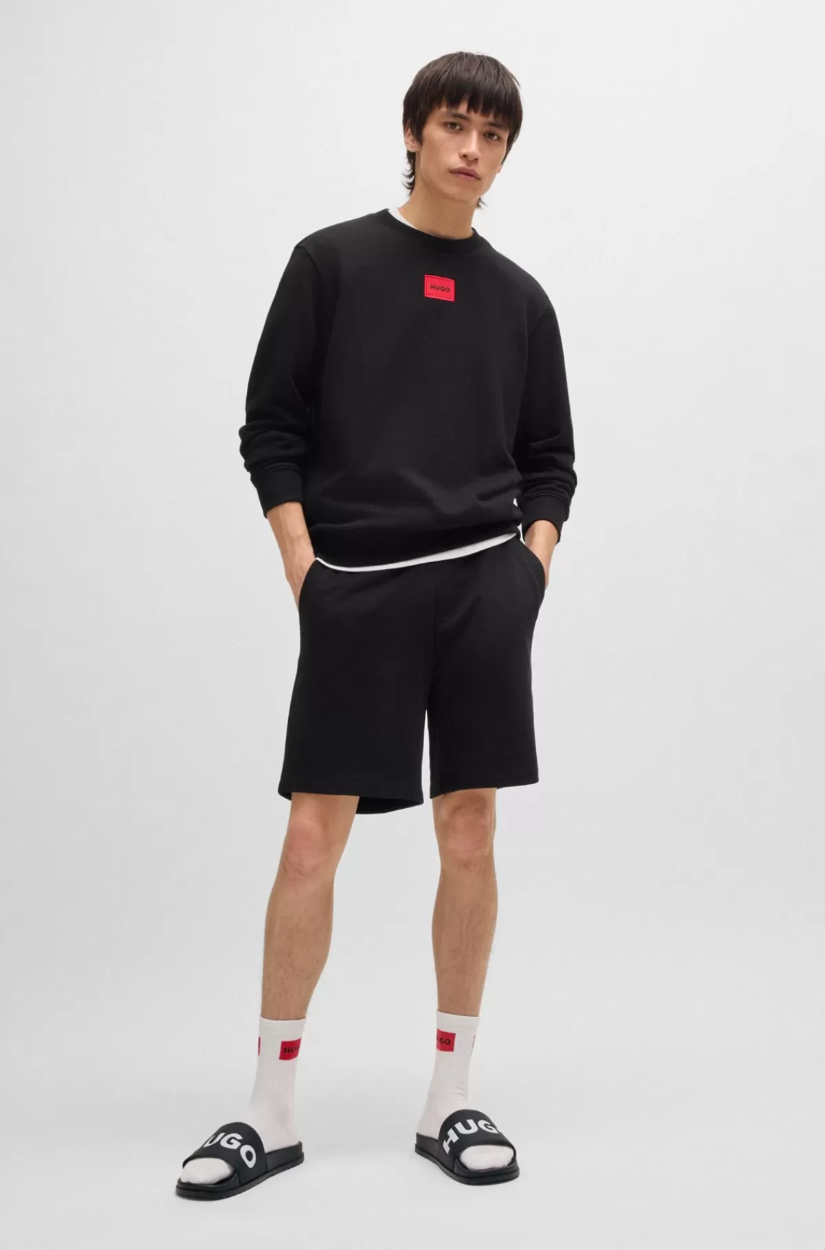 HUGO BOSS Badesandaler Med Logorem Sort Cheap