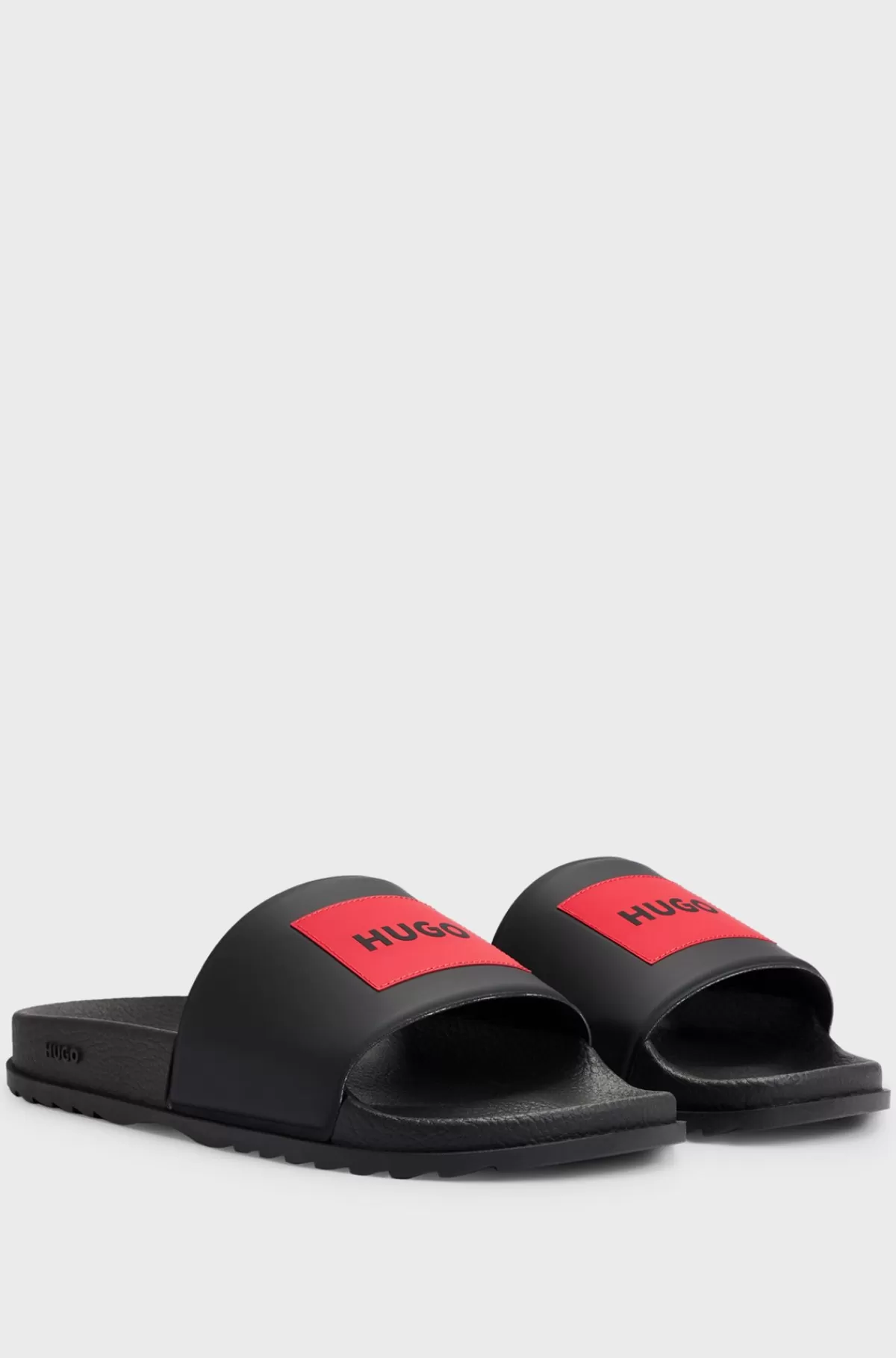 HUGO BOSS Badesandaler Med Rødt Logomærkat Mørkegrå Online