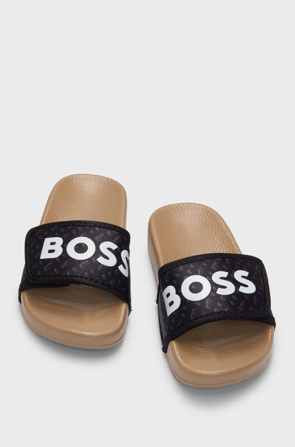 HUGO BOSS Badesandaler Til Børn Med Monogrammer Og Kontrastlogo Sort New