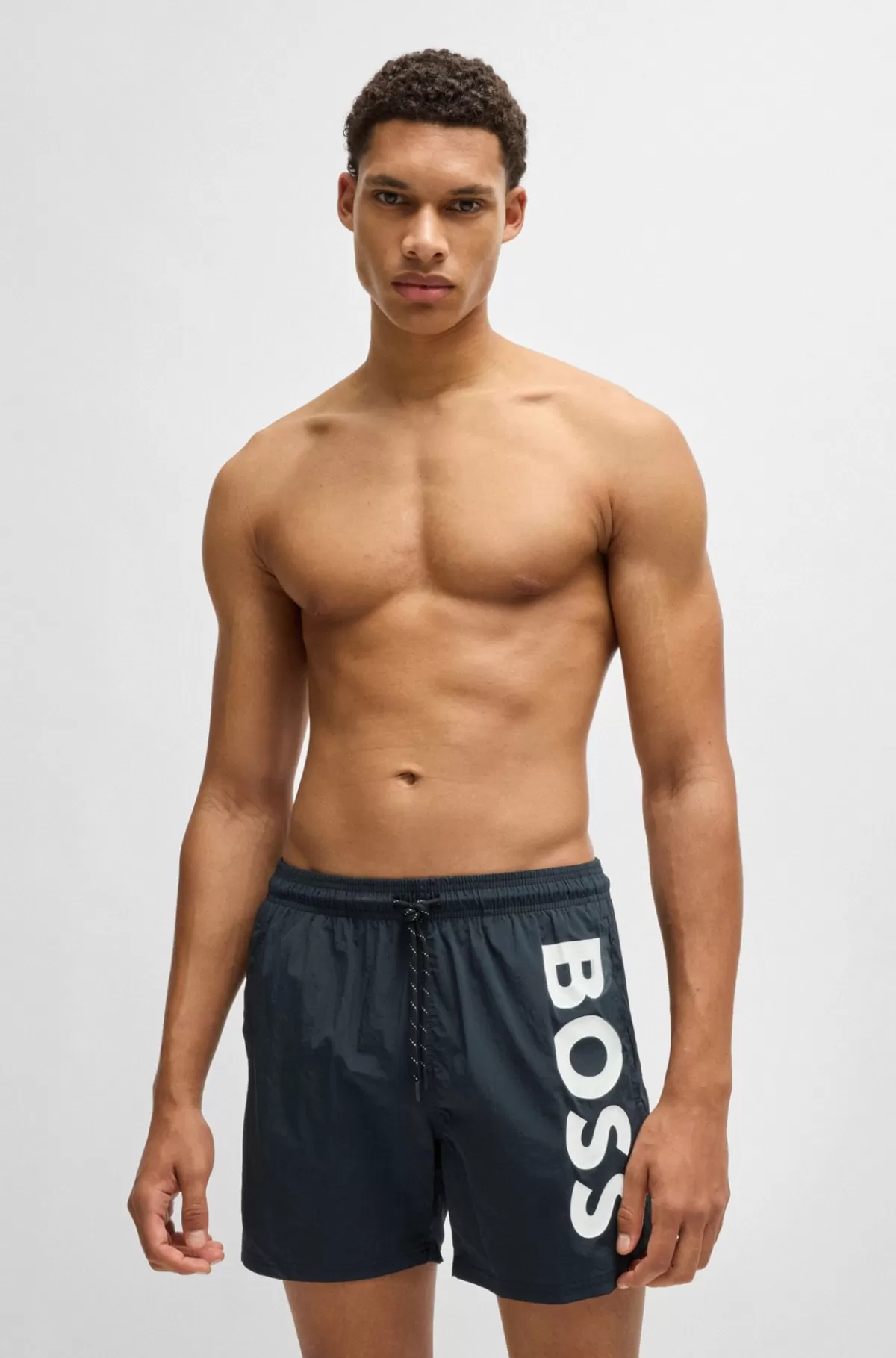 HUGO BOSS Badeshorts I Hurtigtørrende Stof Med Logo I Kontrastfarve Sort Shop