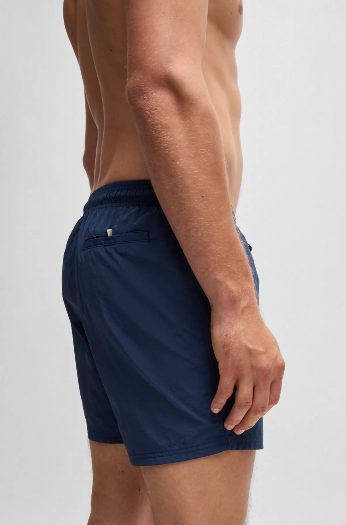 HUGO BOSS Badeshorts I Hurtigtørrende Stof Med Logo I Kontrastfarve Mørkeblå Shop