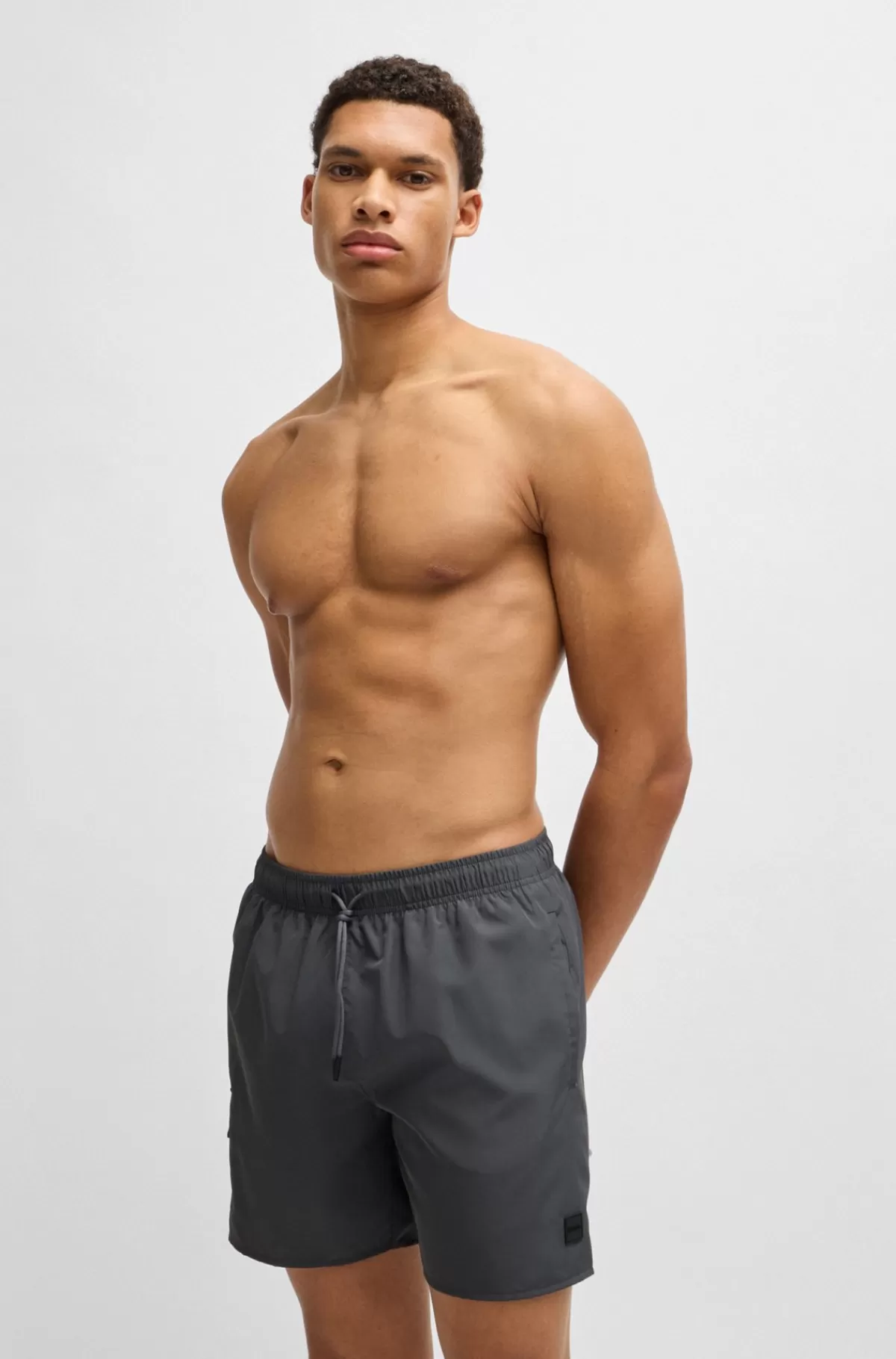 HUGO BOSS Badeshorts Med Cargolomme Og Logomærkat Mørkegrå Fashion