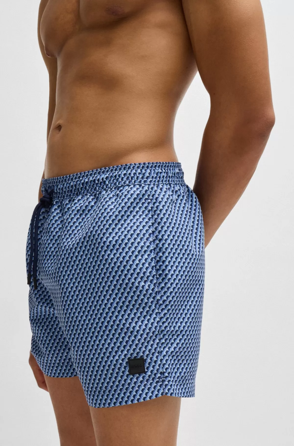 HUGO BOSS Badeshorts Med Logomærkat Og Sæsonbestemt Print Blå Best Sale