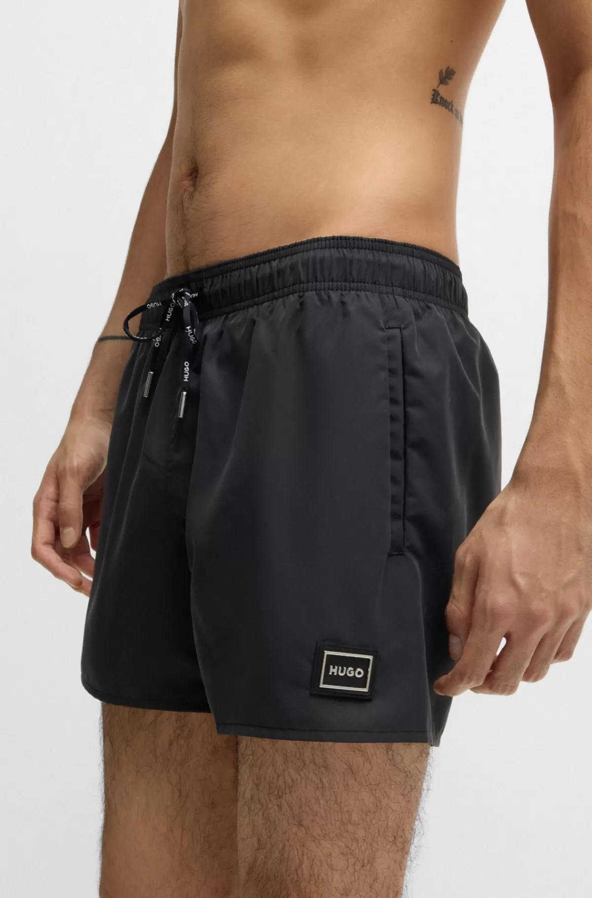 HUGO BOSS Badeshorts Med Metallogo Og Branding Sort Clearance