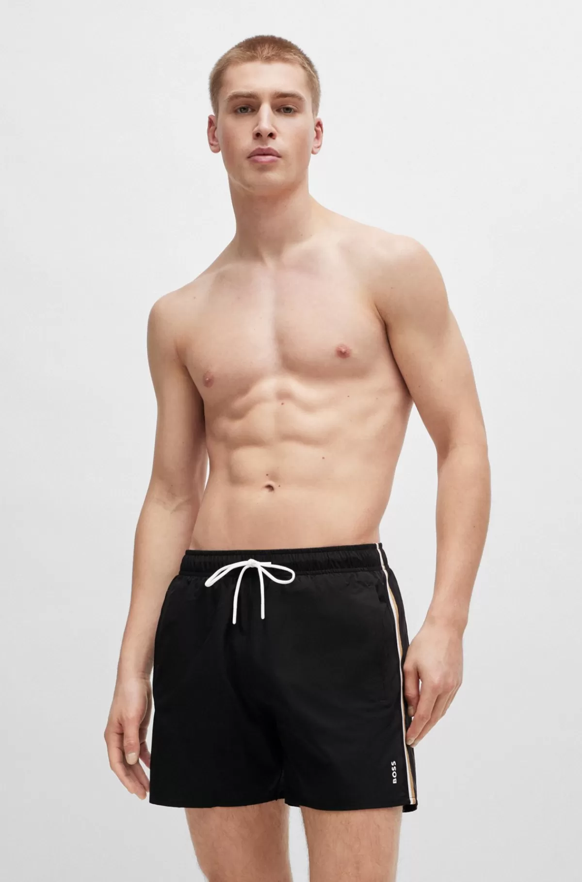 HUGO BOSS Badeshorts Med Signaturstribe Og Logo Sort Cheap