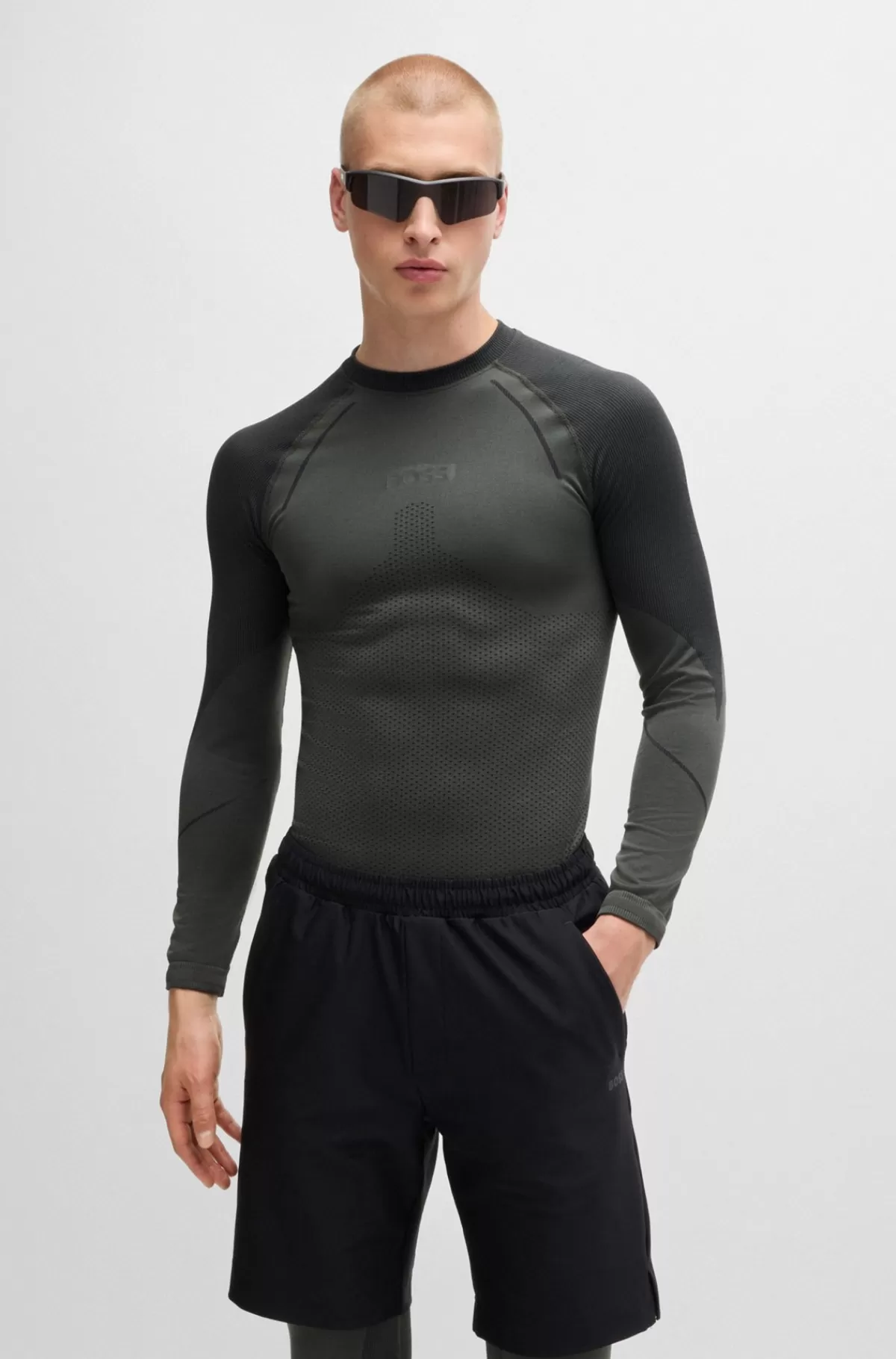 HUGO BOSS Baselayer Med Logoprint Og Uden Sømme Sort Outlet