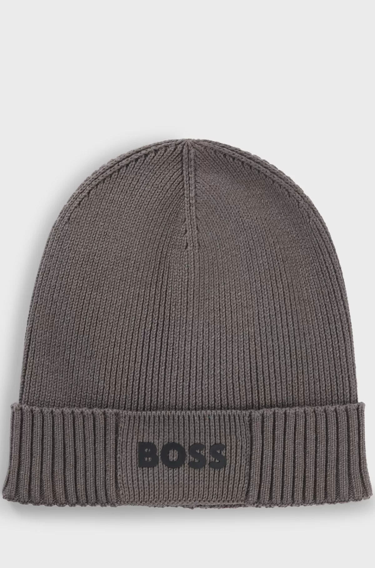 HUGO BOSS Beaniehue Med Logodetalje I Bomuld Og Ny Uld Lysegrå Fashion