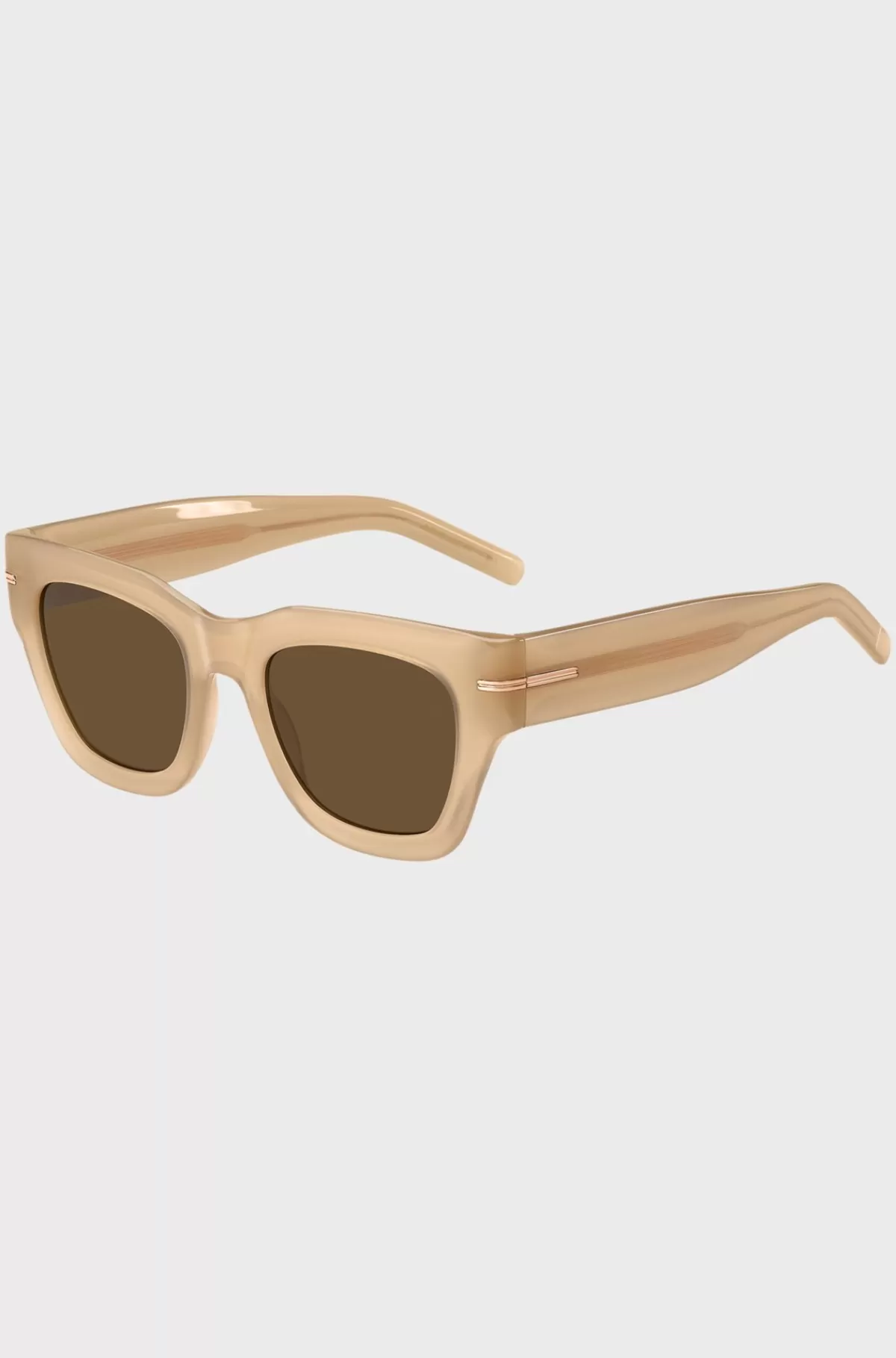 HUGO BOSS Acetatsolbriller Med Guldfarvet Signaturdetalje Beige Cheap
