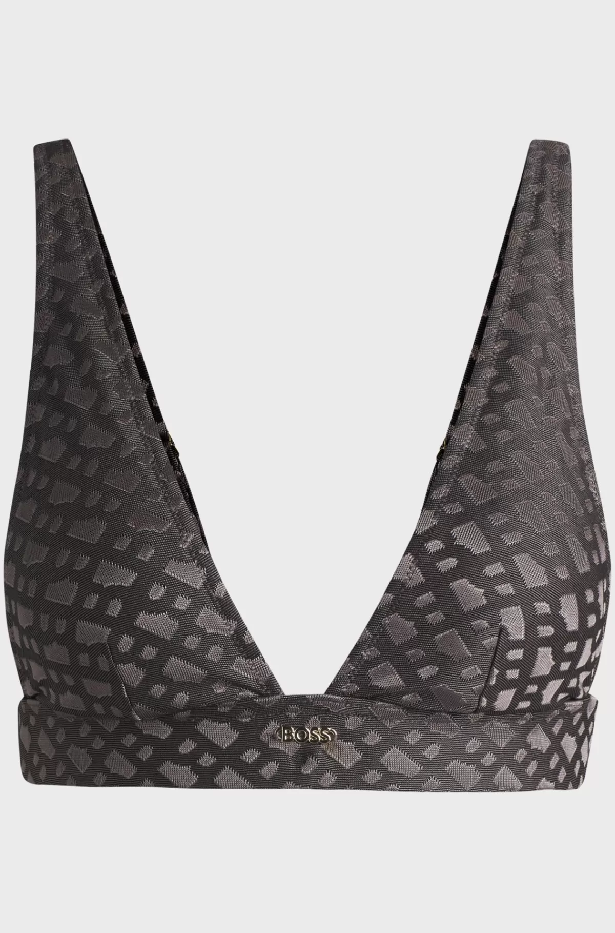 HUGO BOSS Bikinibralette Med Monogrammønster Og Logo I Metal Mørkegrå Hot