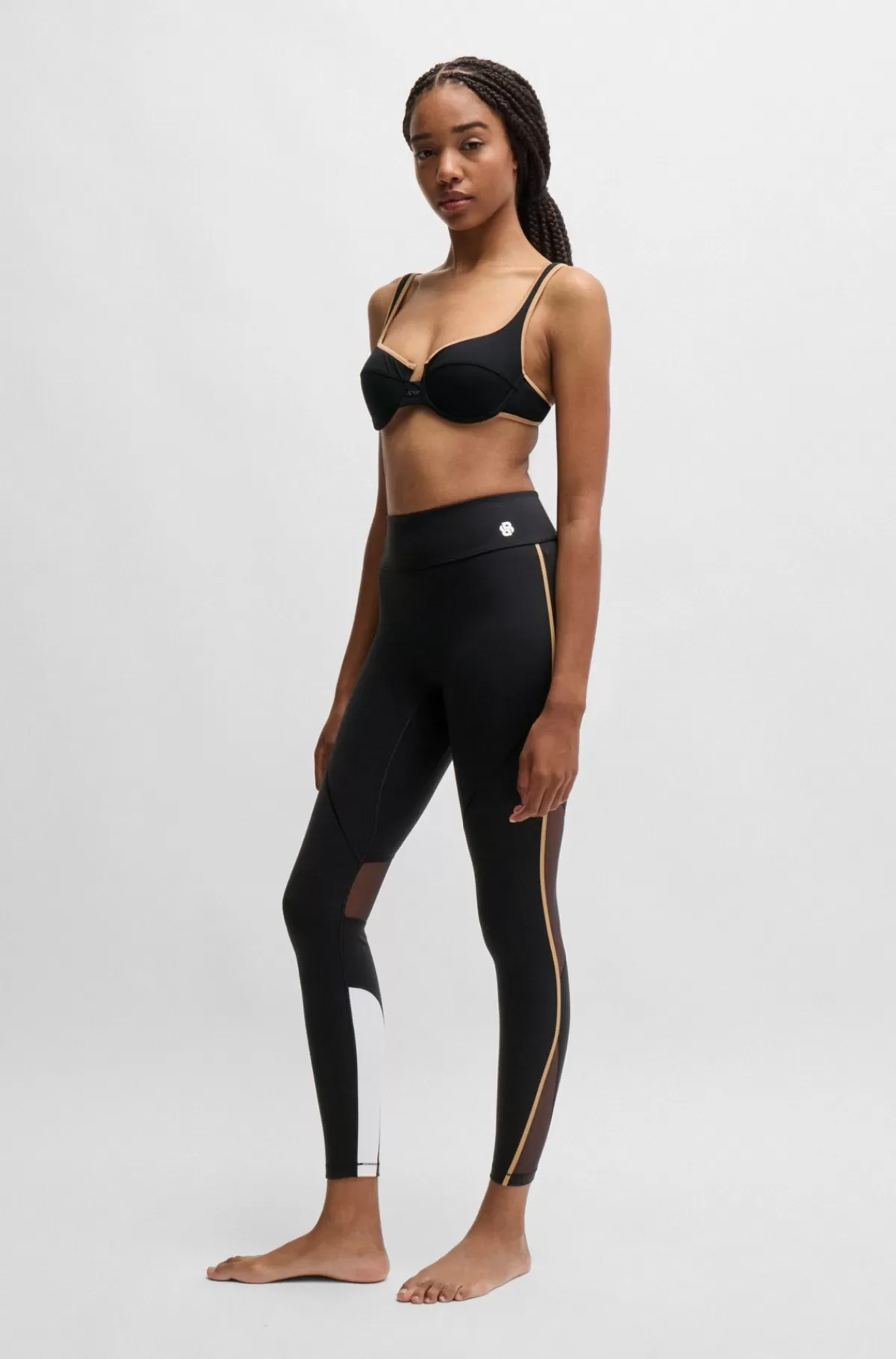 HUGO BOSS Bikinitop Med Indlæg Og Bindesnore I Kontrastfarver Sort Fashion