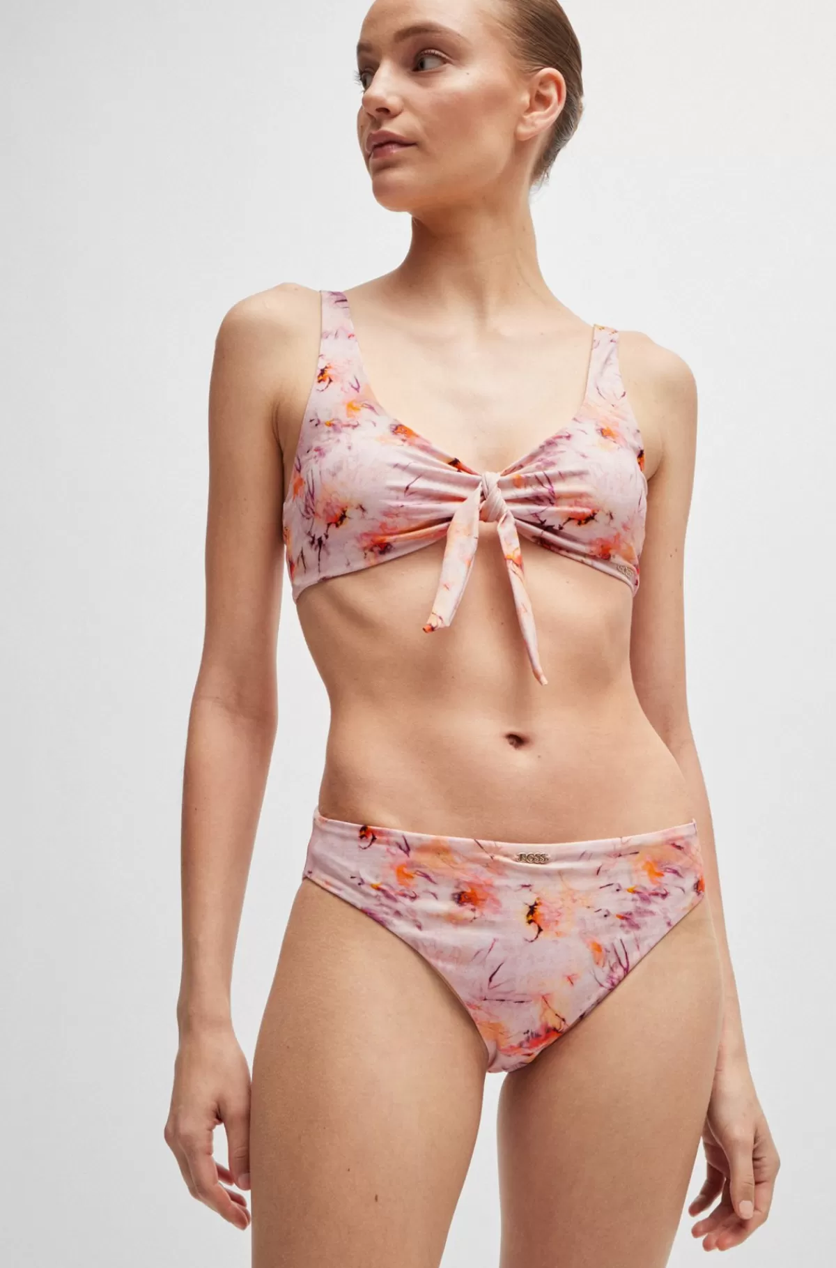 HUGO BOSS Bikinitrusser Med Print Og Logo Lyserød mønstret Clearance