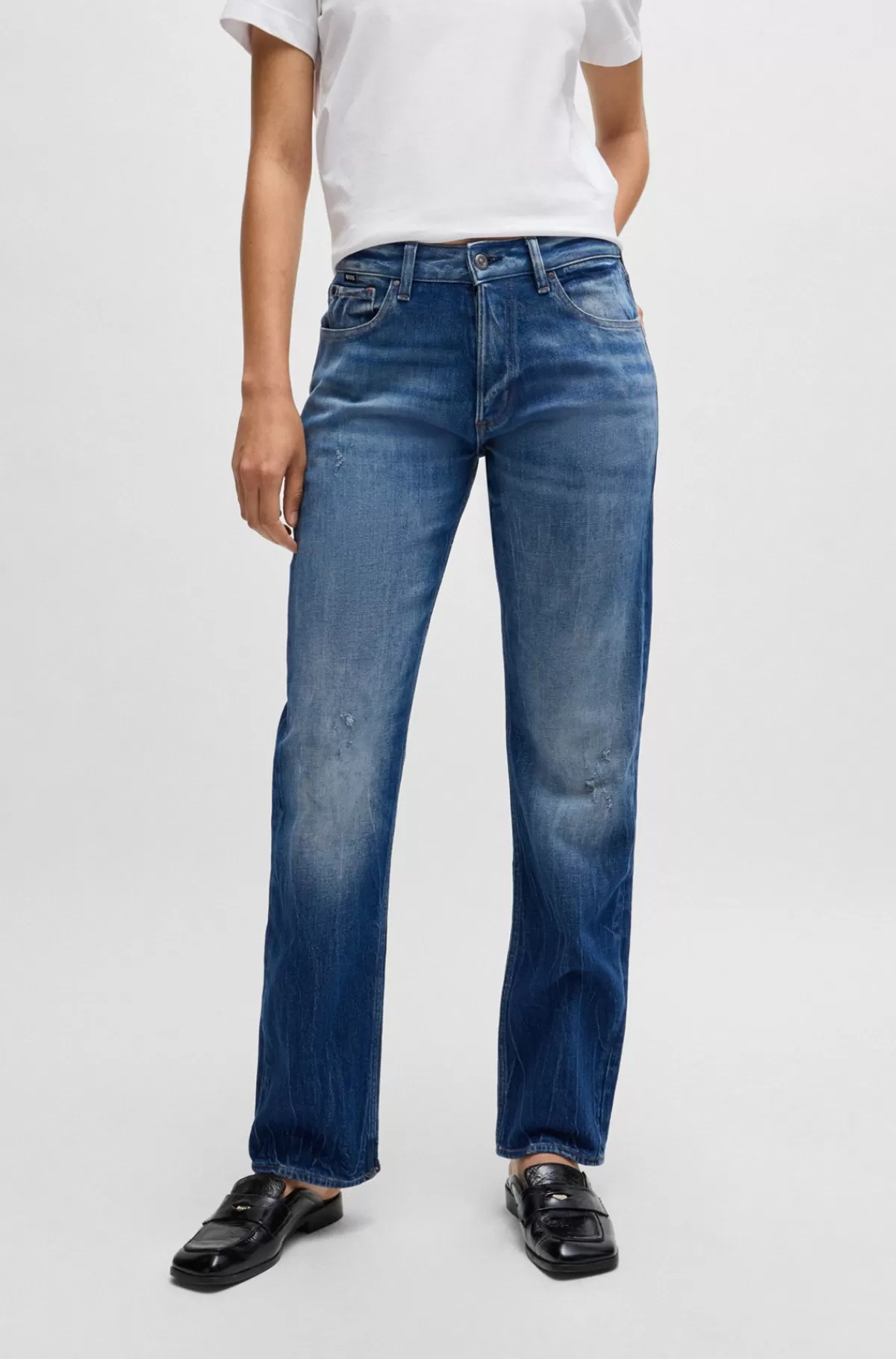 HUGO BOSS Jeans I Behagelig Denim Med Stræk Blå Sale