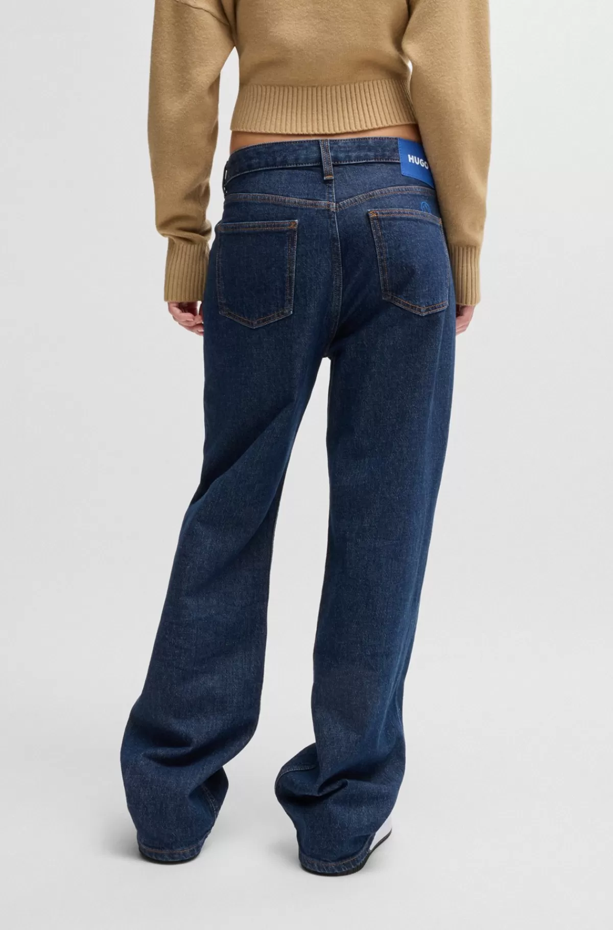 HUGO BOSS Blå Jeans I Denim Med Behageligt Stræk Og Salt-and-pepper-effekt. Mørkeblå Fashion