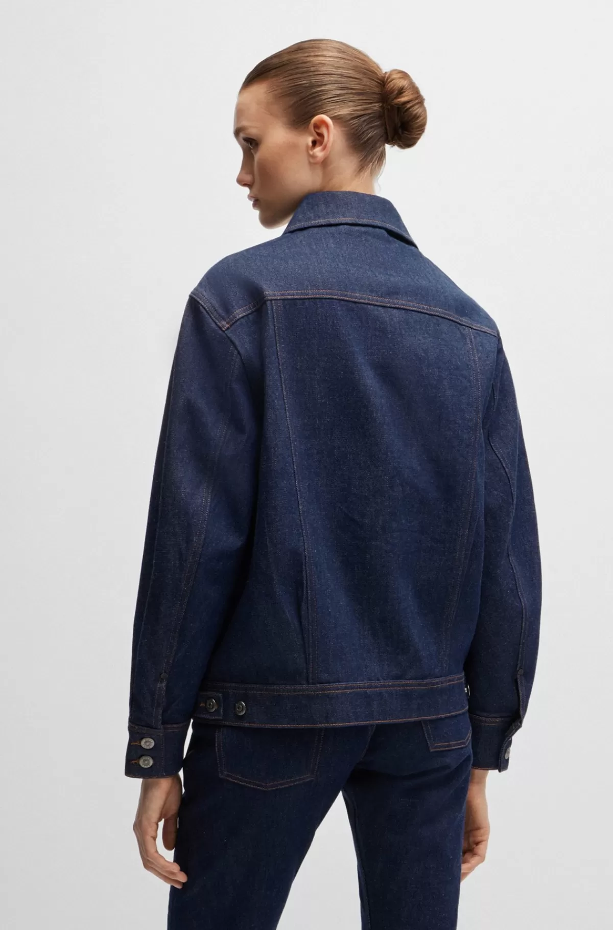 HUGO BOSS Blå Truckerjakke I Denim Med Behageligt Stræk Mørkeblå Hot