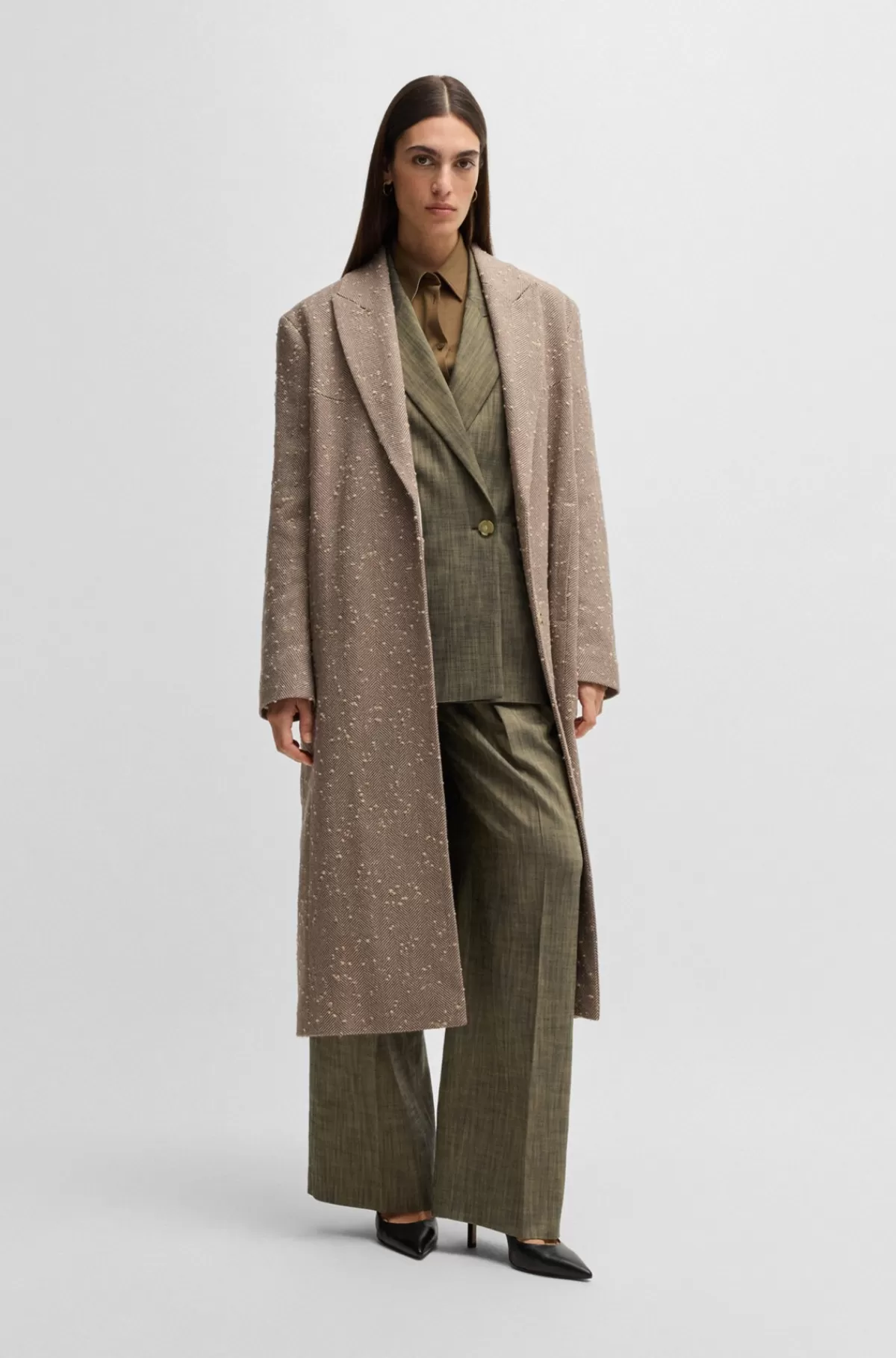 HUGO BOSS Blazer Med Regular Fit I Meleret Sharkskin Mørkegrå Fashion