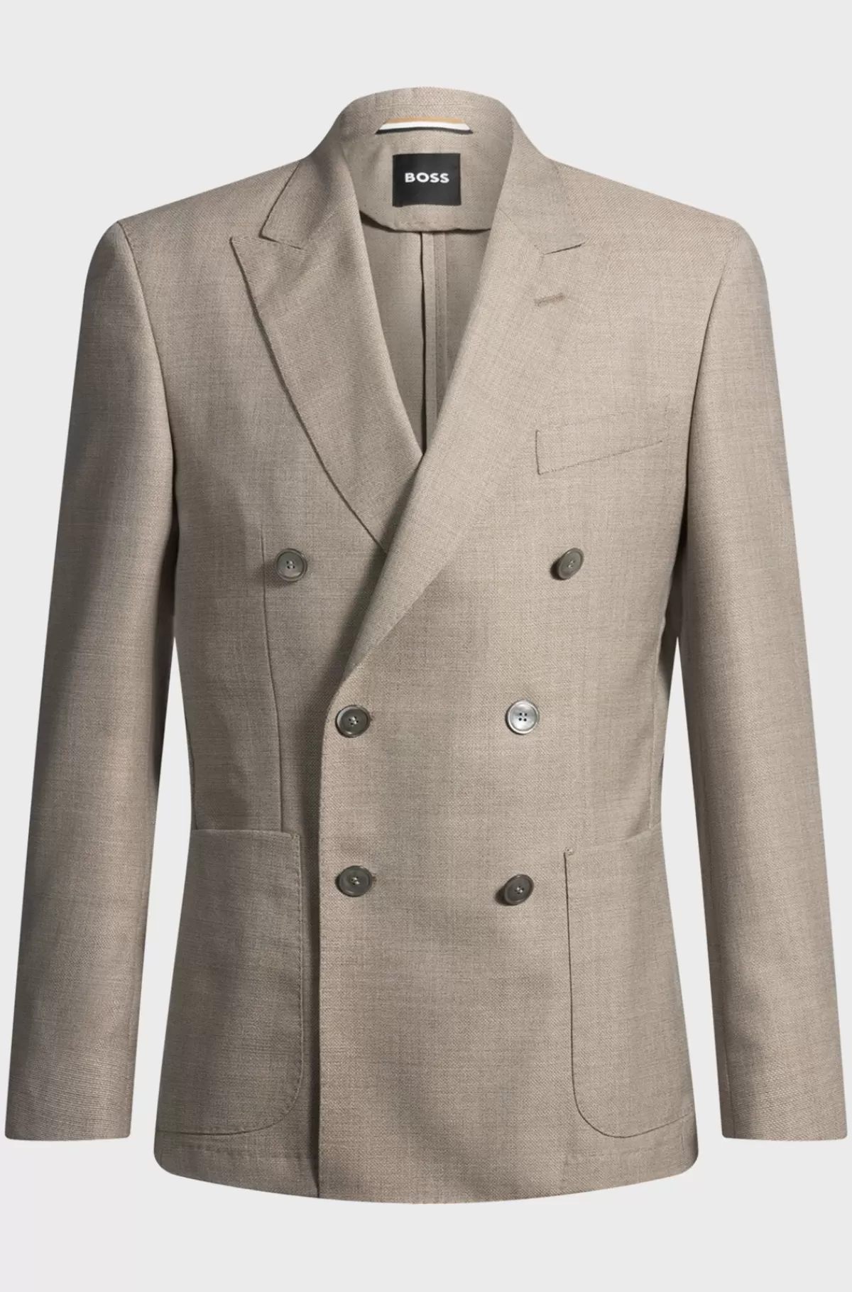 HUGO BOSS Blazer Med Slim Fit I Mønstret Ny Uld Lys beige Cheap