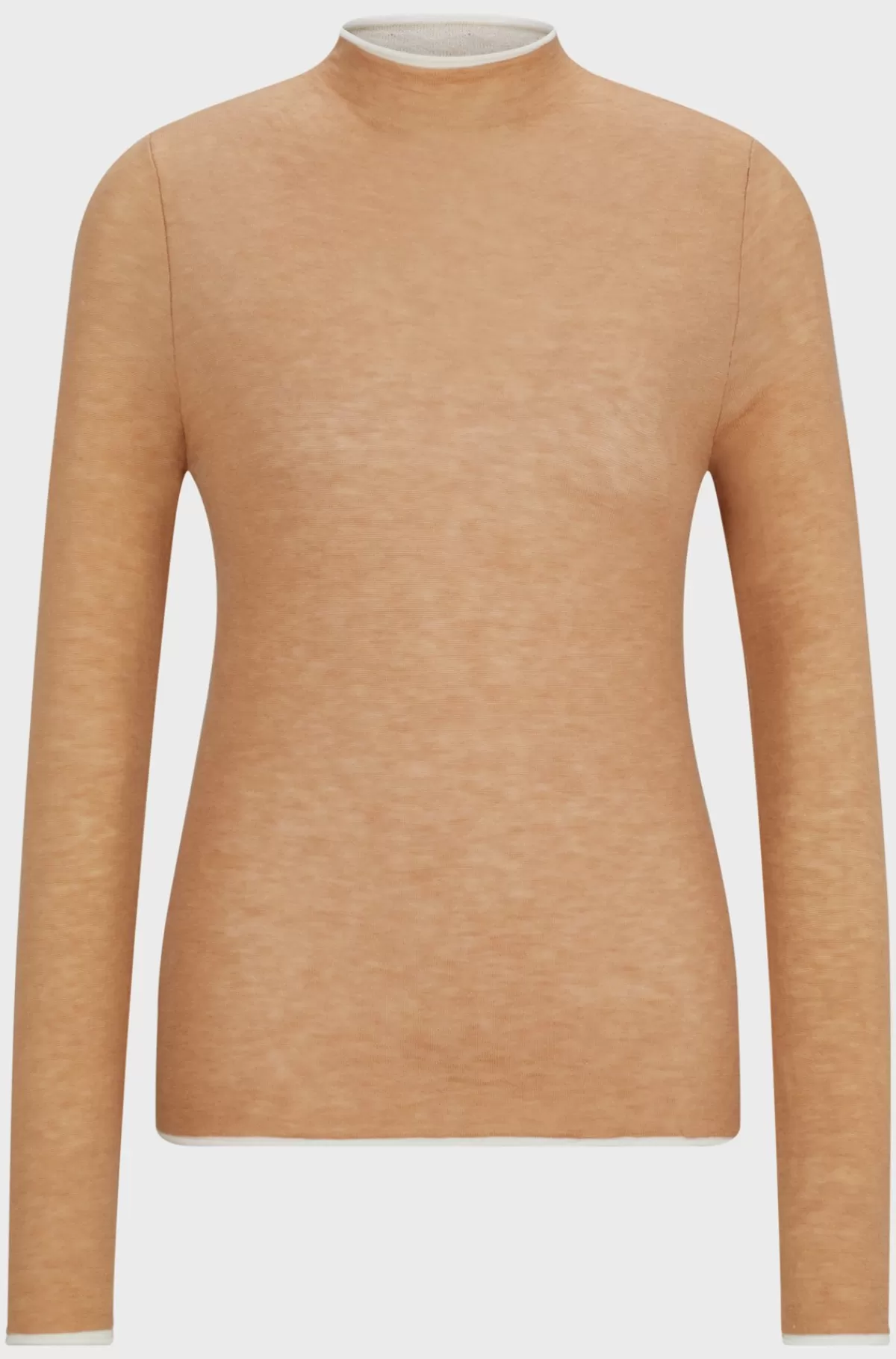HUGO BOSS Blød Strikket Sweater Til Hestesport Med Tofarvet Effekt Beige Cheap