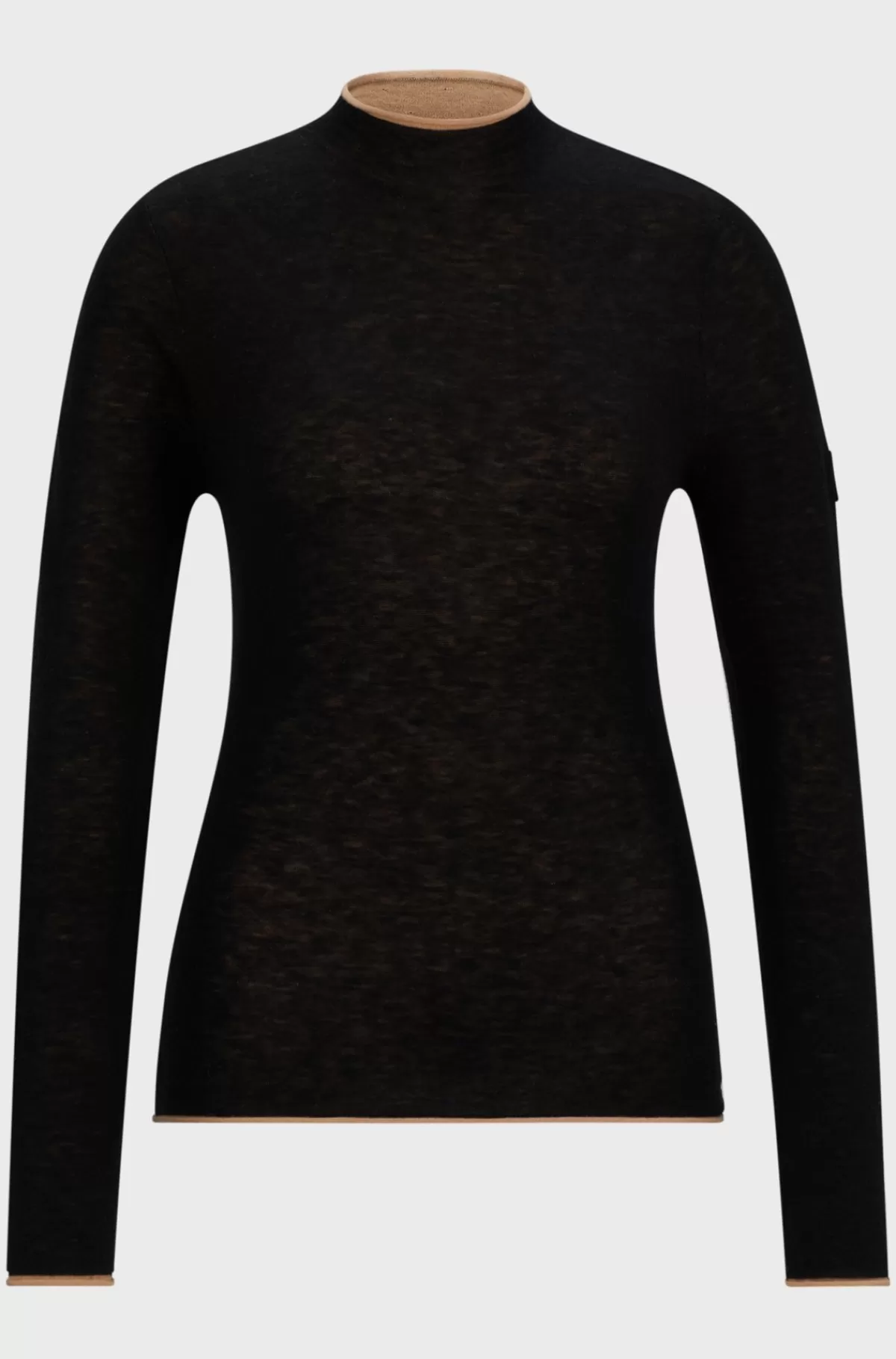 HUGO BOSS Blød Strikket Sweater Til Hestesport Med Tofarvet Effekt Sort Online