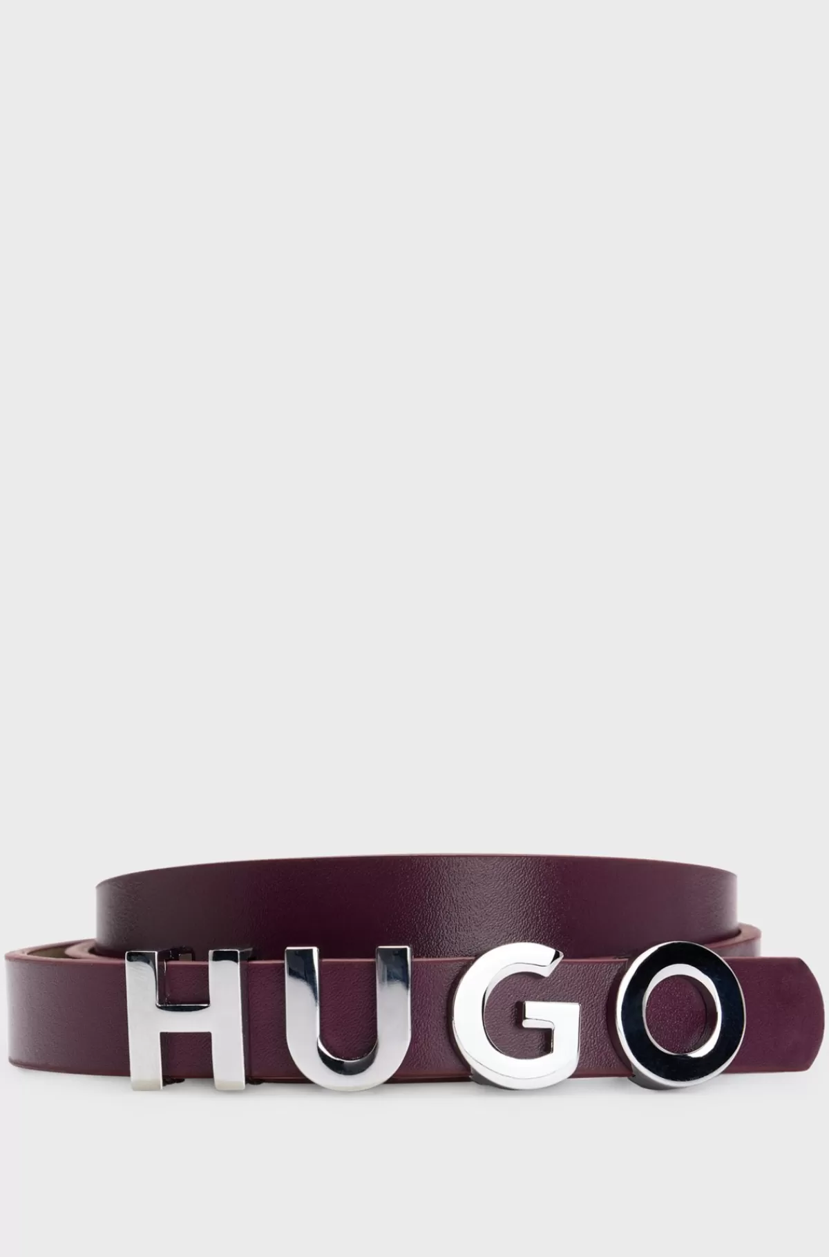 HUGO BOSS Bælte I Italiensk Læder Med Logospænde Mørklilla Cheap