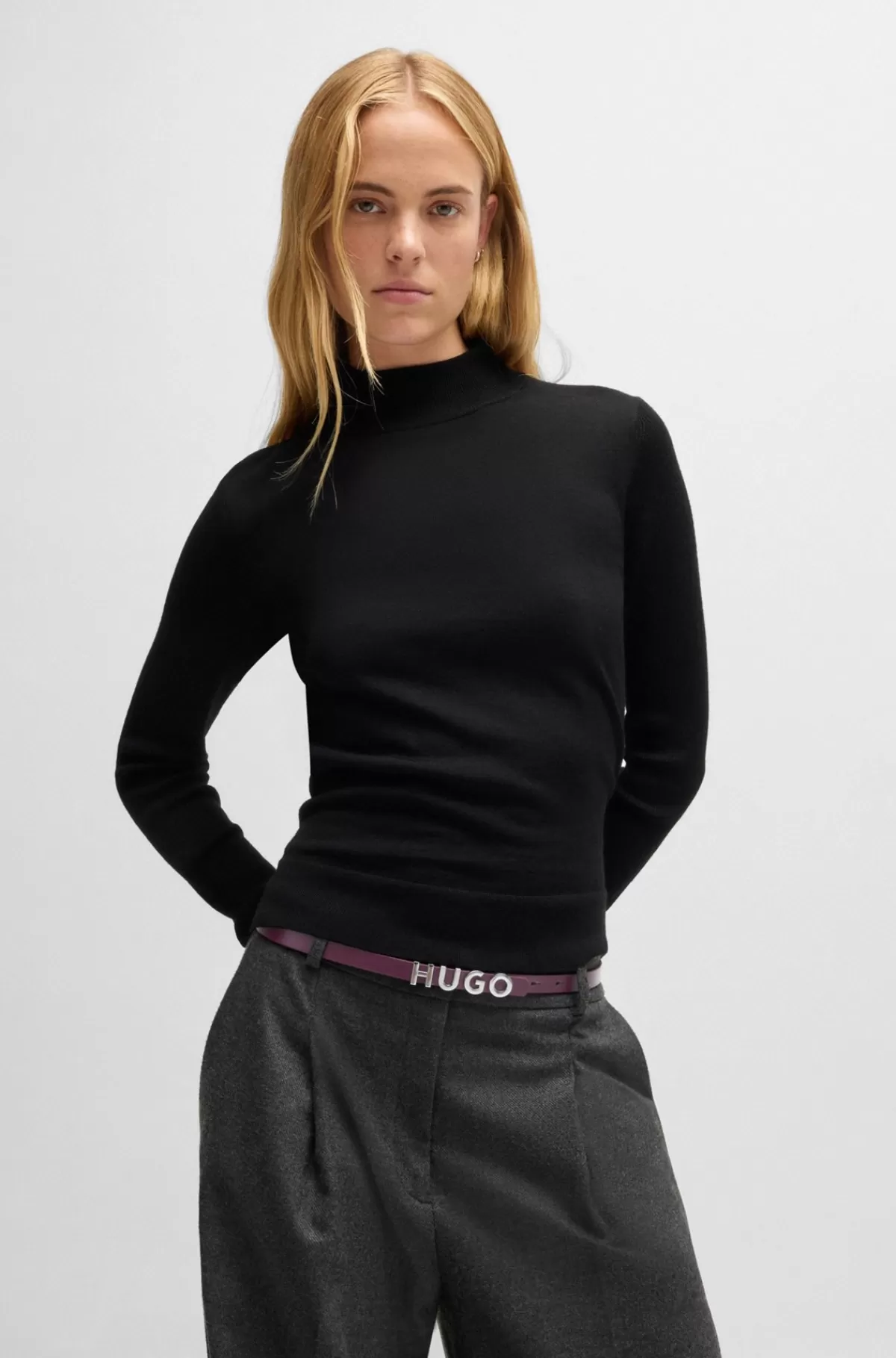 HUGO BOSS Bælte I Italiensk Læder Med Logospænde Mørklilla Cheap