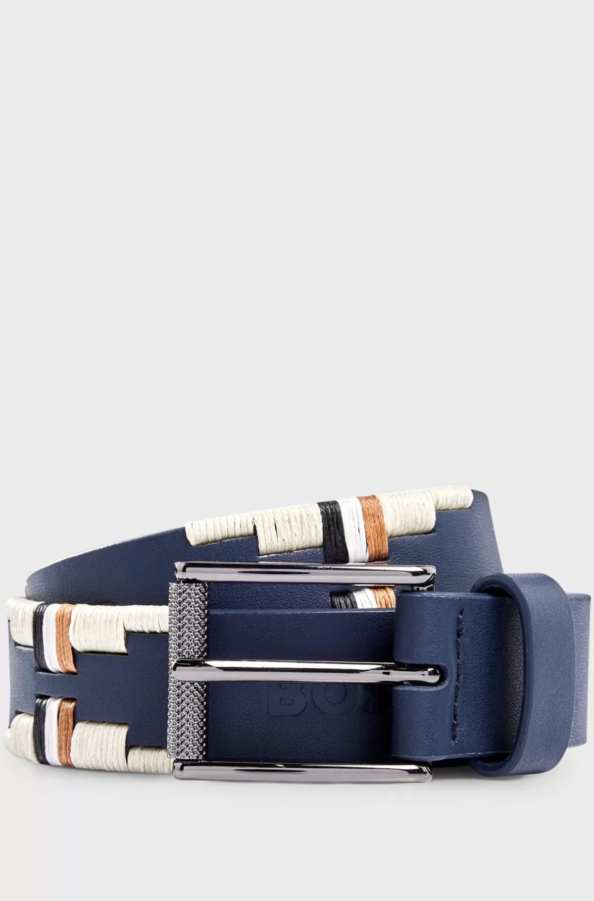 HUGO BOSS Bælte Til Hestesport Med Broderet Signaturstribe Mørkeblå Fashion