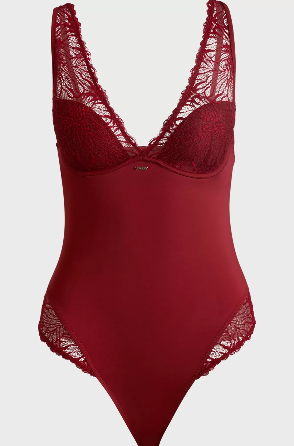 HUGO BOSS Bodysuit Med Blonder Og Logo Mørkerød Store