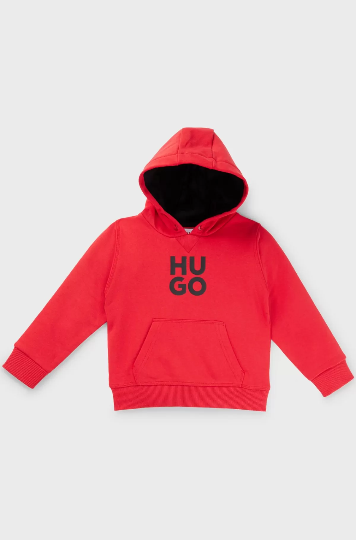 HUGO BOSS Bomuldsblandet Hættetrøje Med Stablet Logo Til Børn Rød Sale