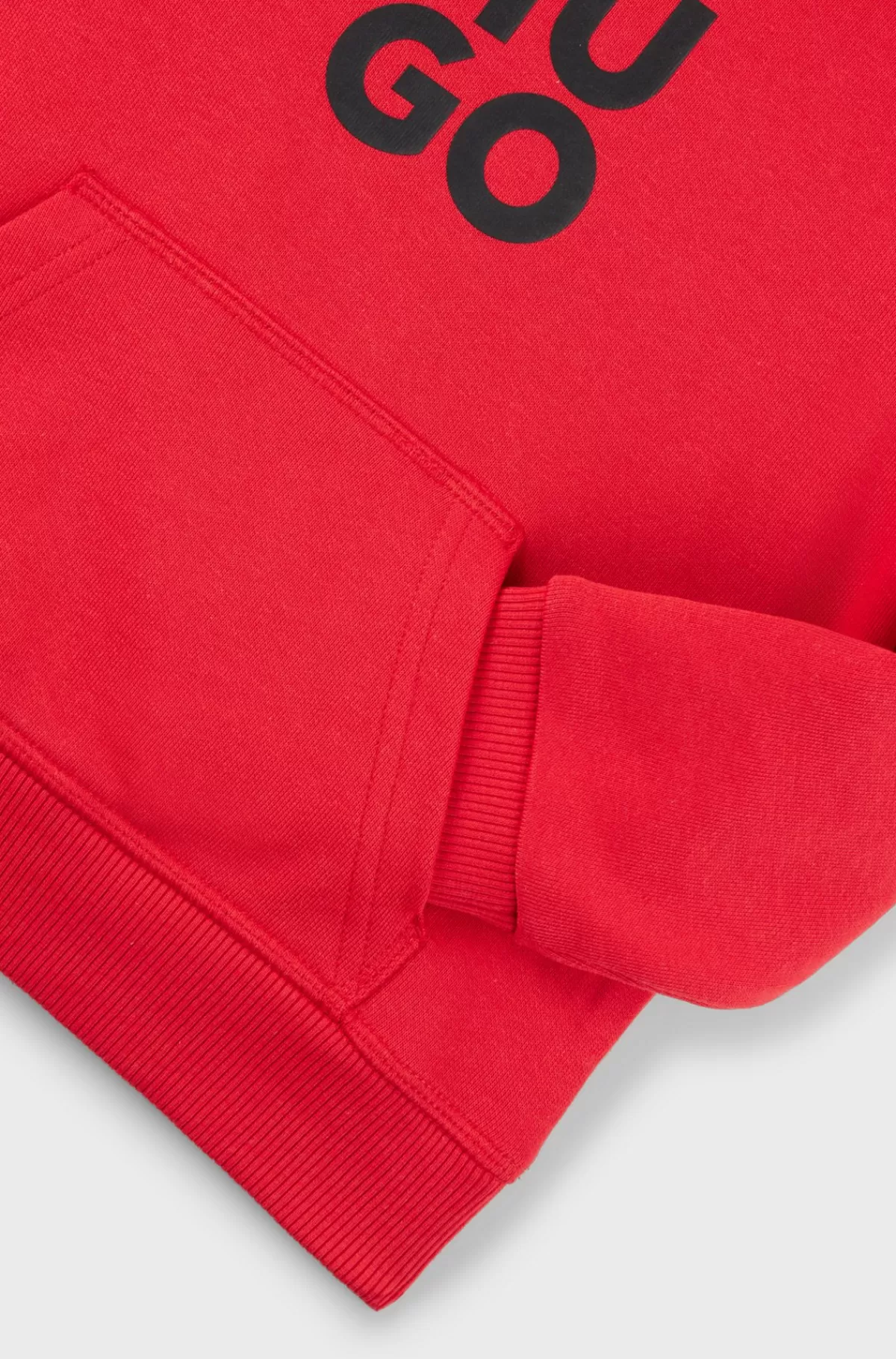 HUGO BOSS Bomuldsblandet Hættetrøje Med Stablet Logo Til Børn Rød Sale