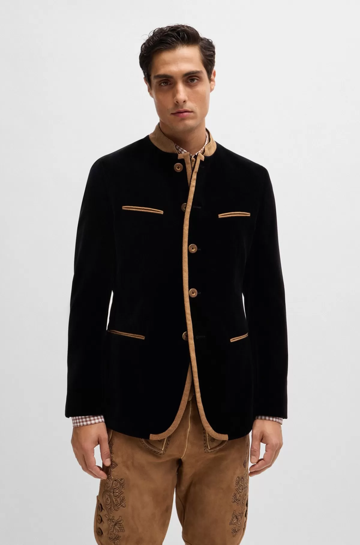 HUGO BOSS BOSS Menswear Trachten-jakke I Bomuldsvelour Sort Clearance