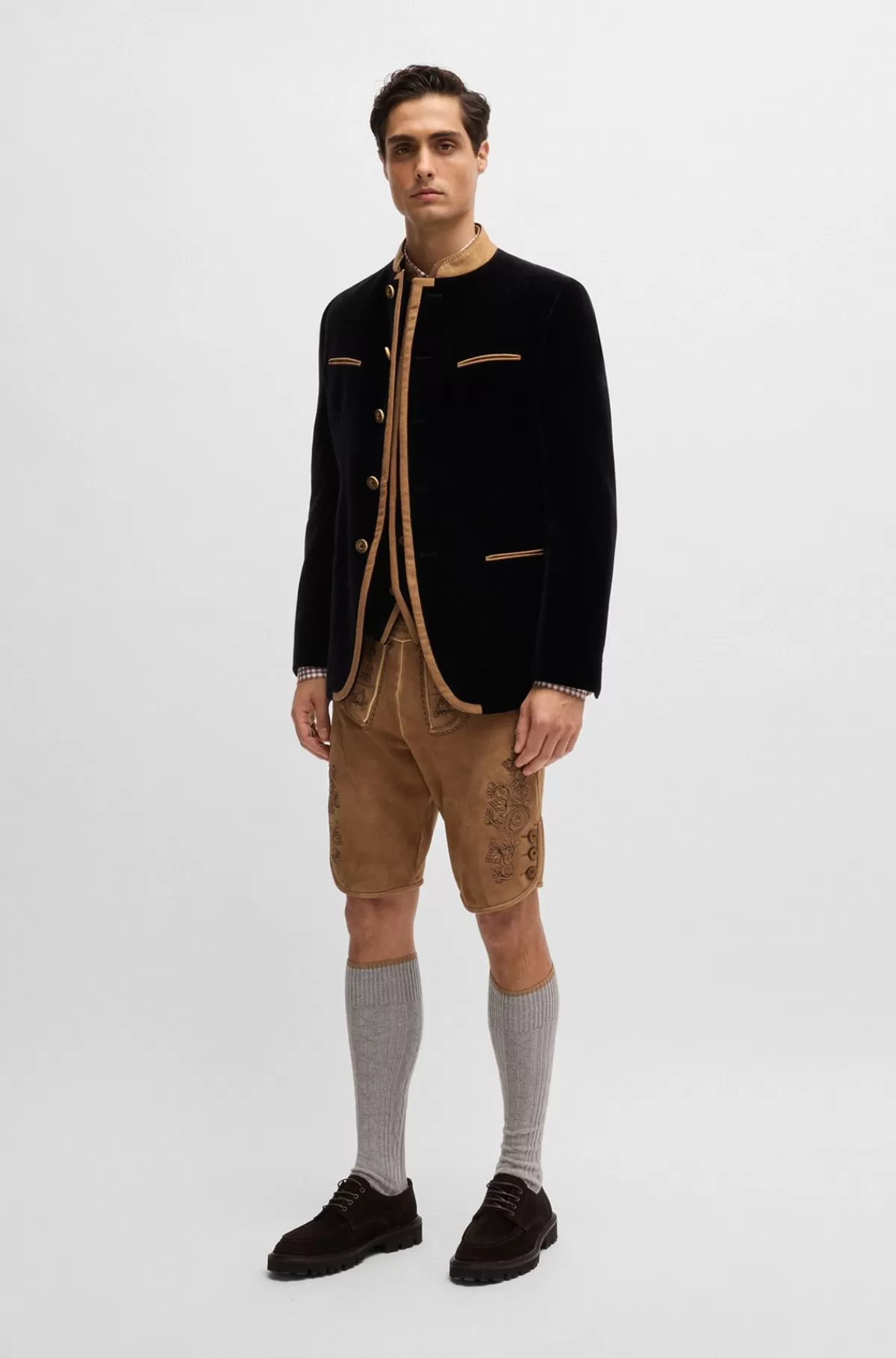 HUGO BOSS BOSS Menswear Trachten-jakke I Bomuldsvelour Sort Clearance