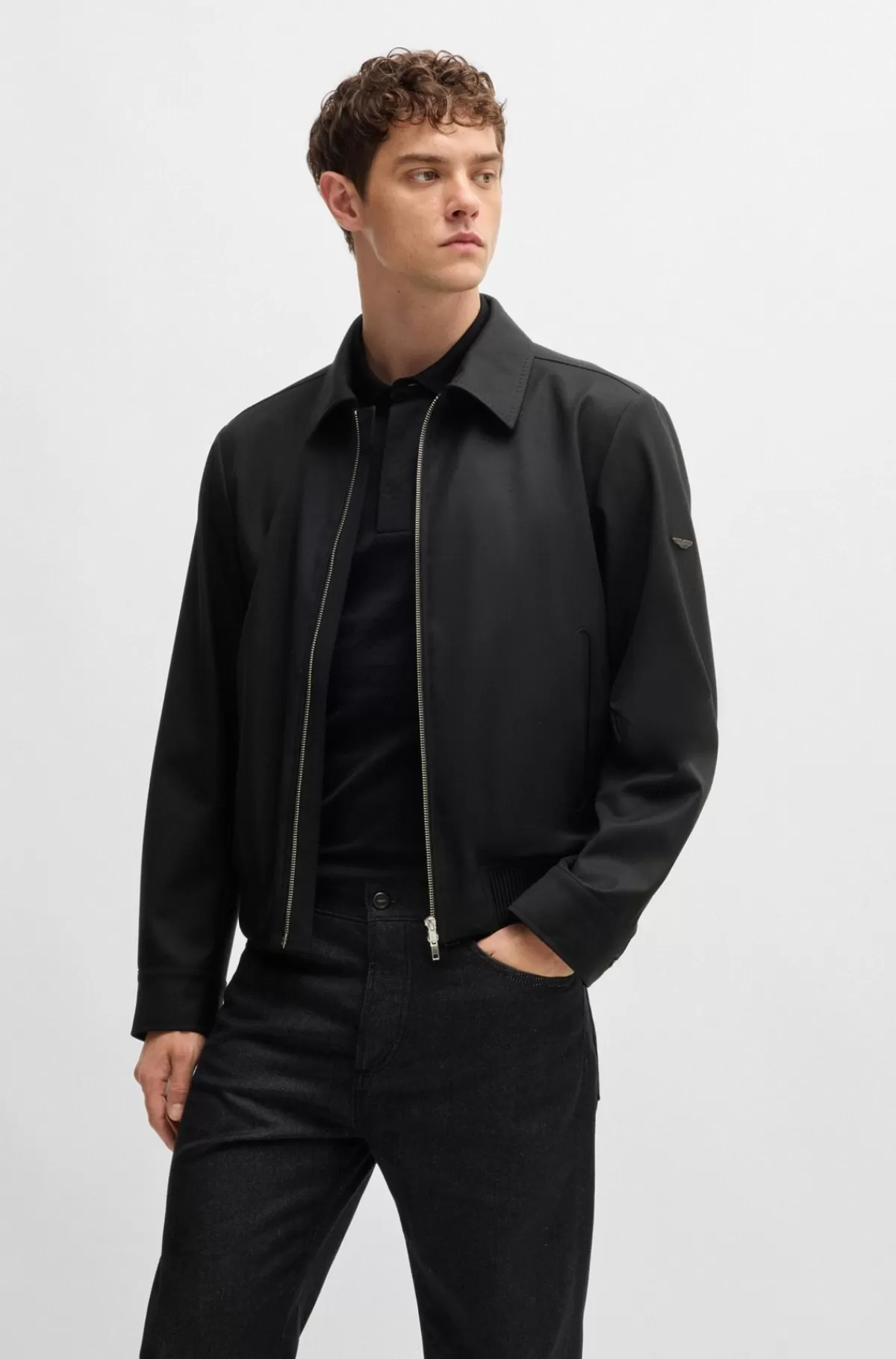 HUGO BOSS BOSS X ASTON MARTIN Bomberjakke I Vandskyende Uld Sort Cheap