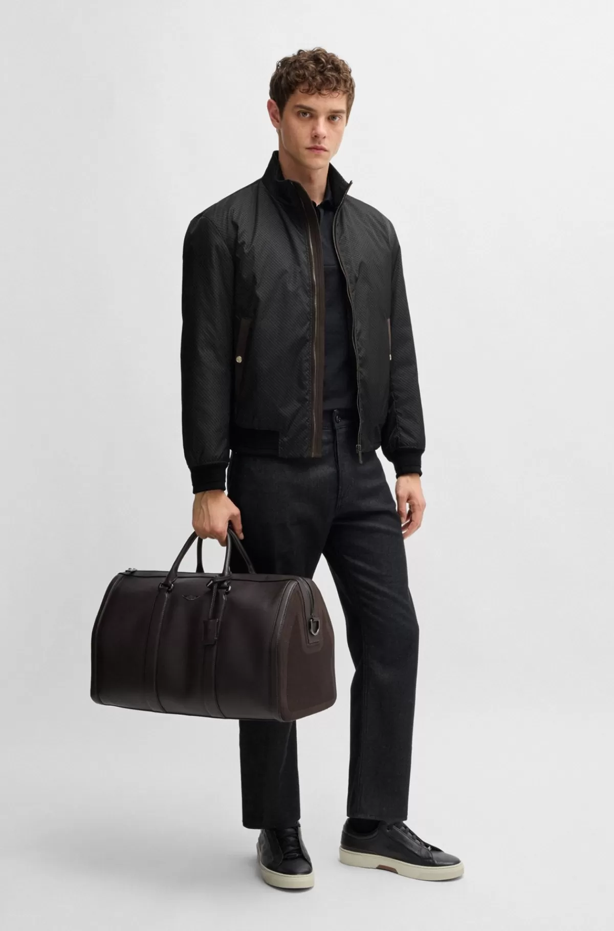 HUGO BOSS BOSS X ASTON MARTIN-bomberjakke Med Vandskyende Finish Og Logo Sort Cheap