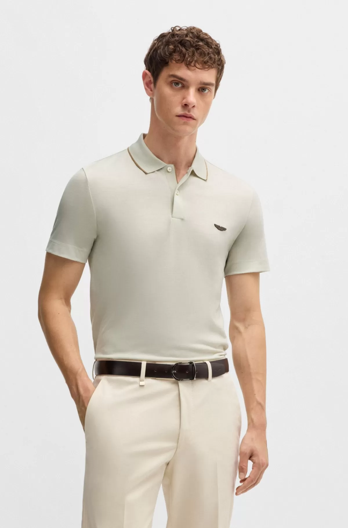 HUGO BOSS BOSS X ASTON MARTIN-poloshirt I Merinould Naturlig Shop