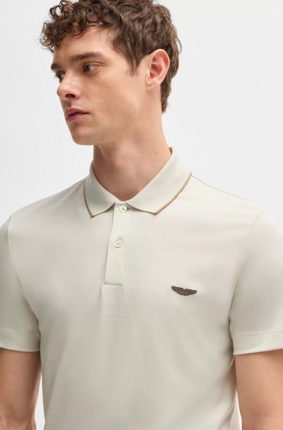 HUGO BOSS BOSS X ASTON MARTIN-poloshirt I Merinould Naturlig Shop